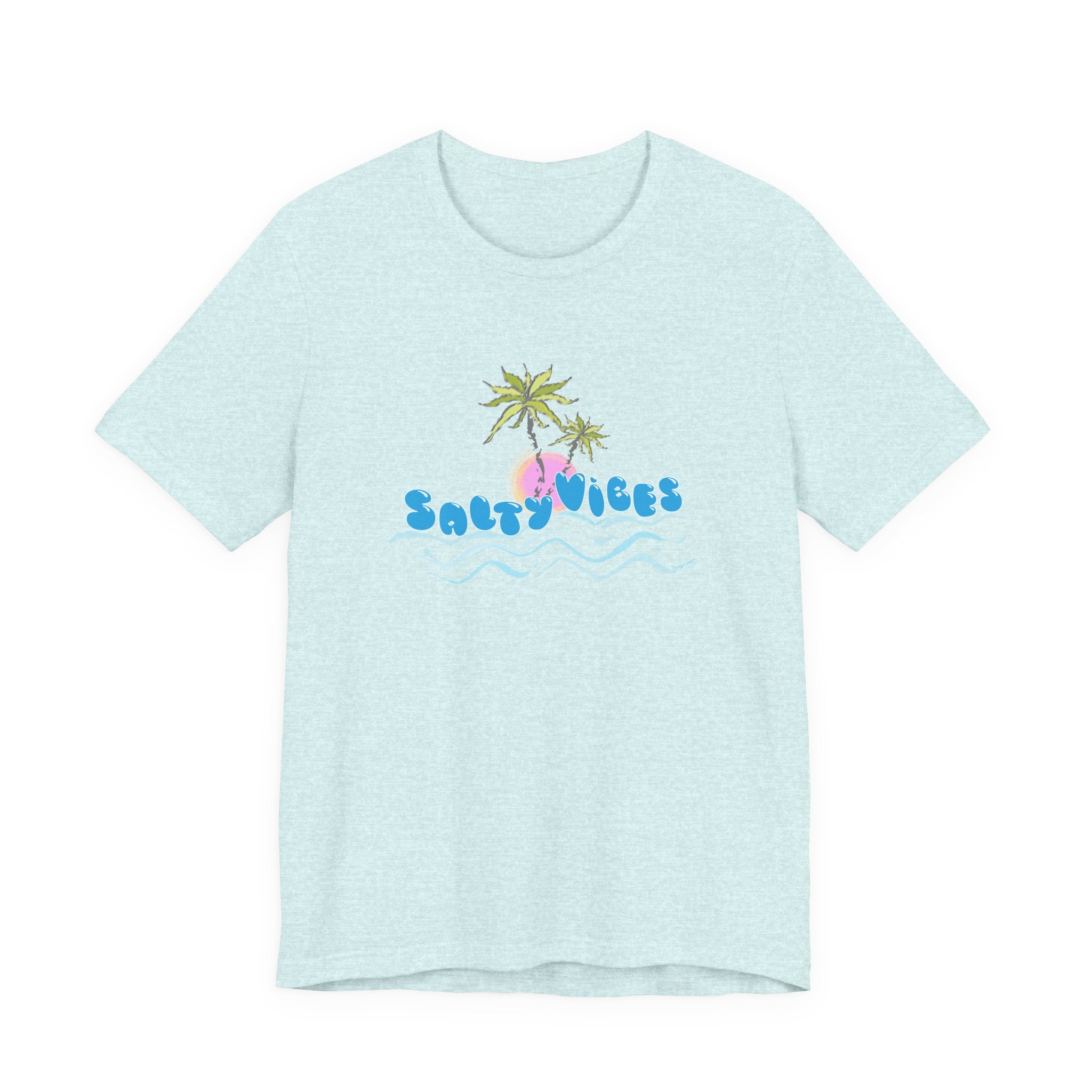 Salty Vibes Palm Trees Beach Graphic Unisex Short Sleeve Tee