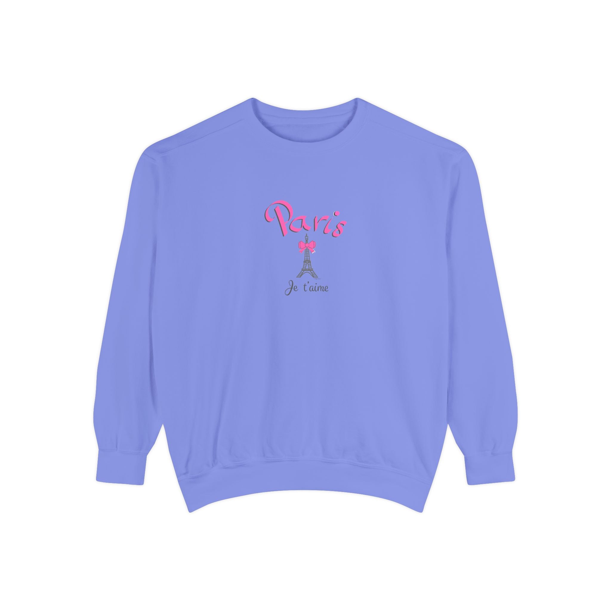 Paris Je T’aime Eiffel Tower Graphic Sweatshirt - Unisex Garment-Dyed Sweatshirt