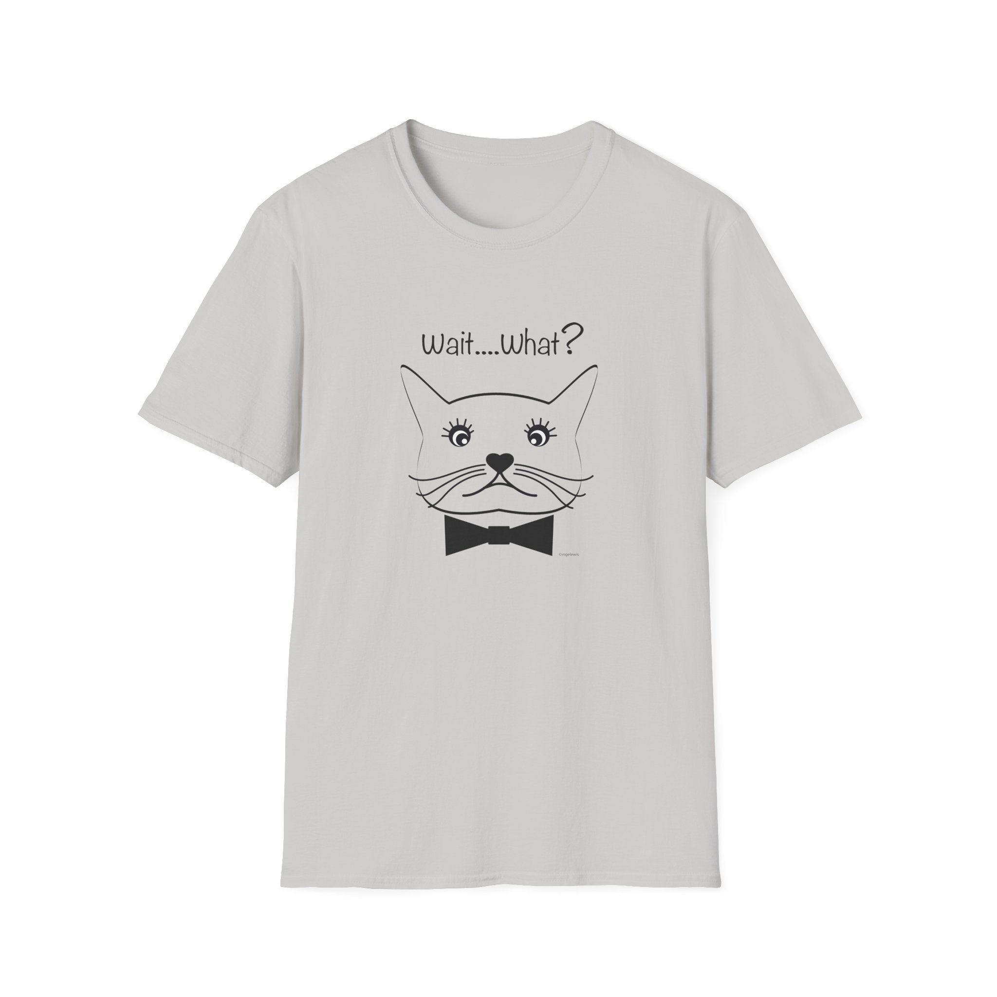 Wait, What? Funny Cat Graphic T-Shirt with Bow Tie
