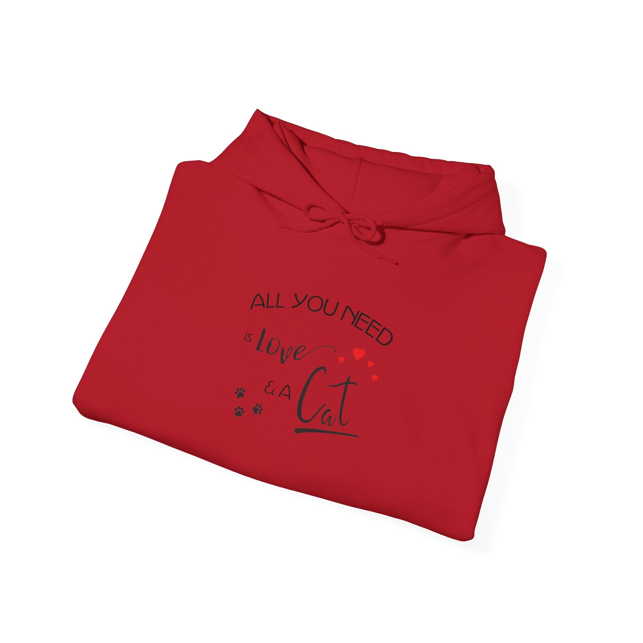 All You Need Is Love and a Cat Graphic Hoodie - Unisex Heavy Blend™ Hooded Sweatshirt