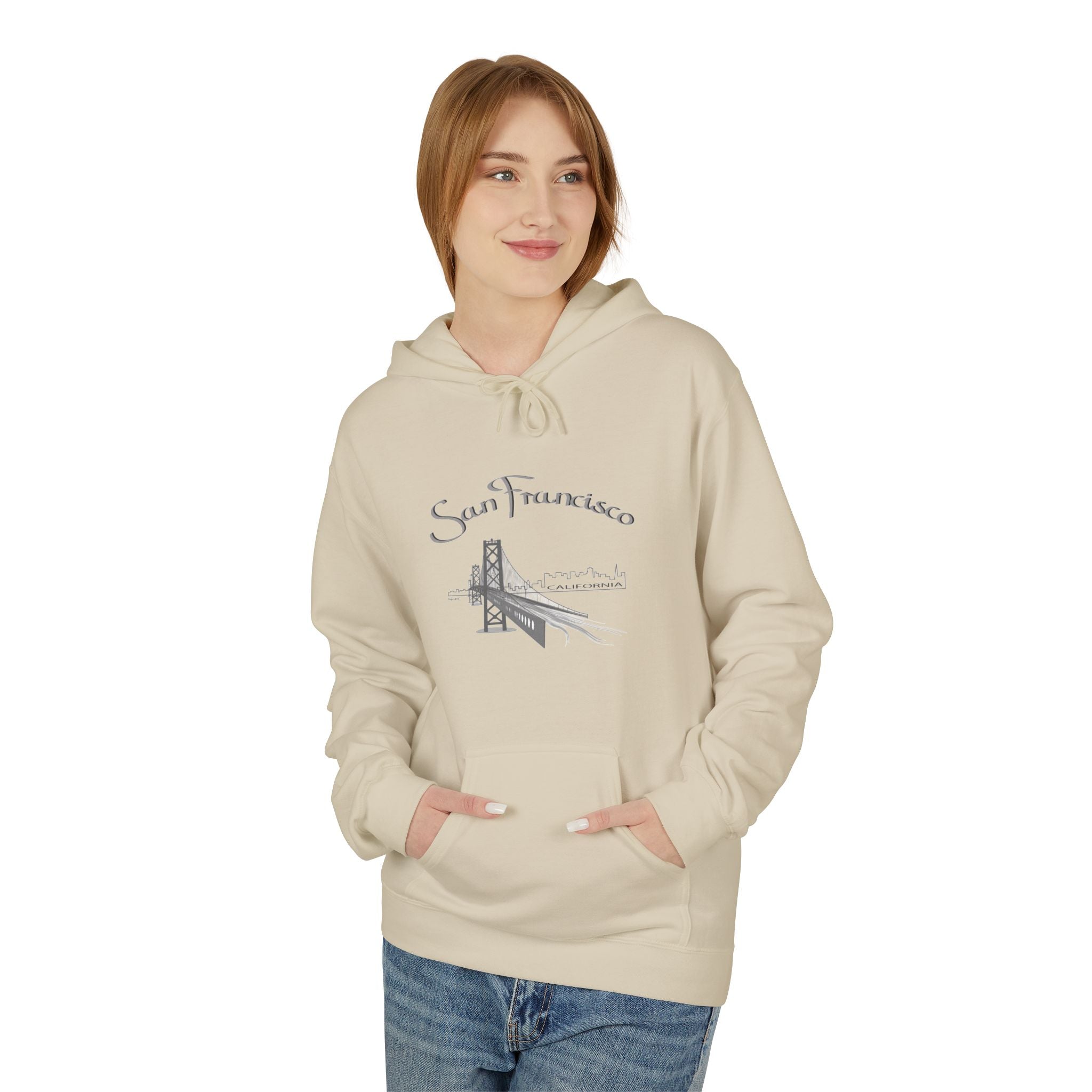 San Francisco Golden Gate Sketch Hoodie — Minimal City Skyline Travel Sweatshirt