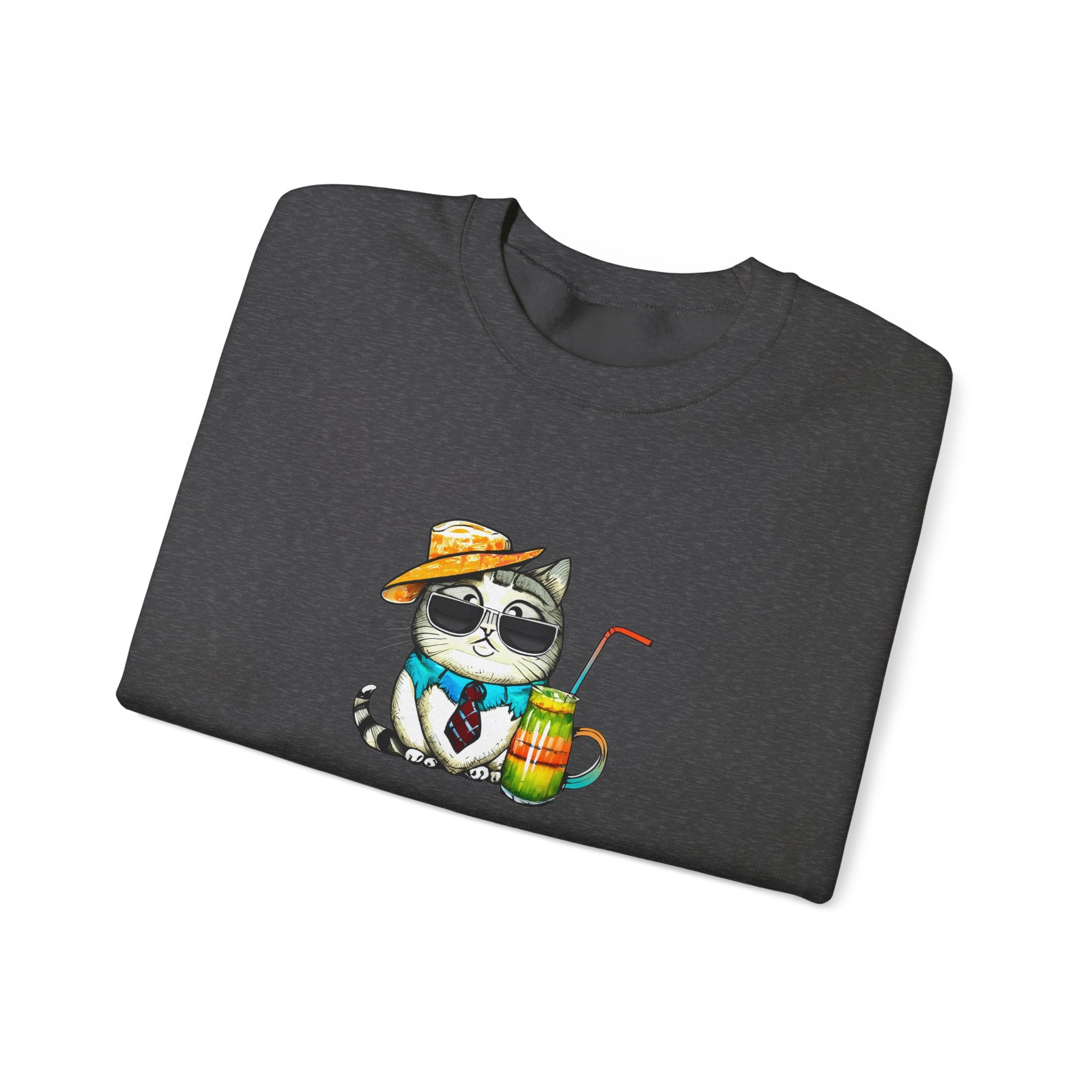 Fun Purr-fectly Chilled Cat Graphic Unisex Heavy Blend™ Crewneck Sweatshirt