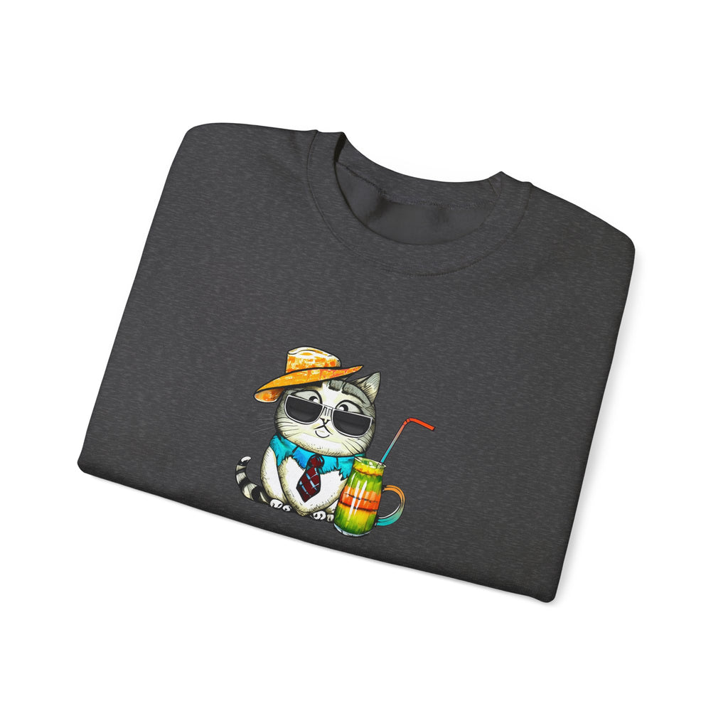Fun Purr-fectly Chilled Cat Graphic Unisex Heavy Blend™ Crewneck Sweatshirt