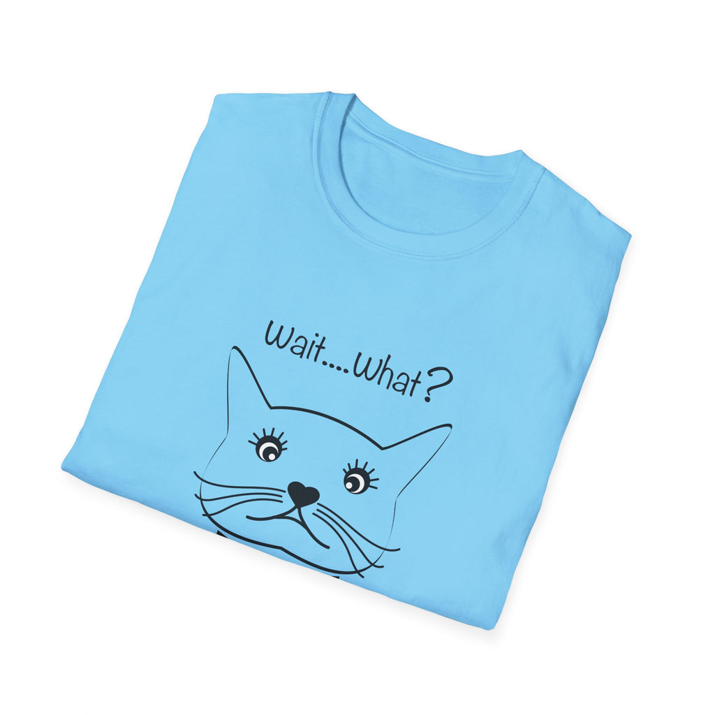 Wait, What? Funny Cat Graphic T-Shirt with Bow Tie