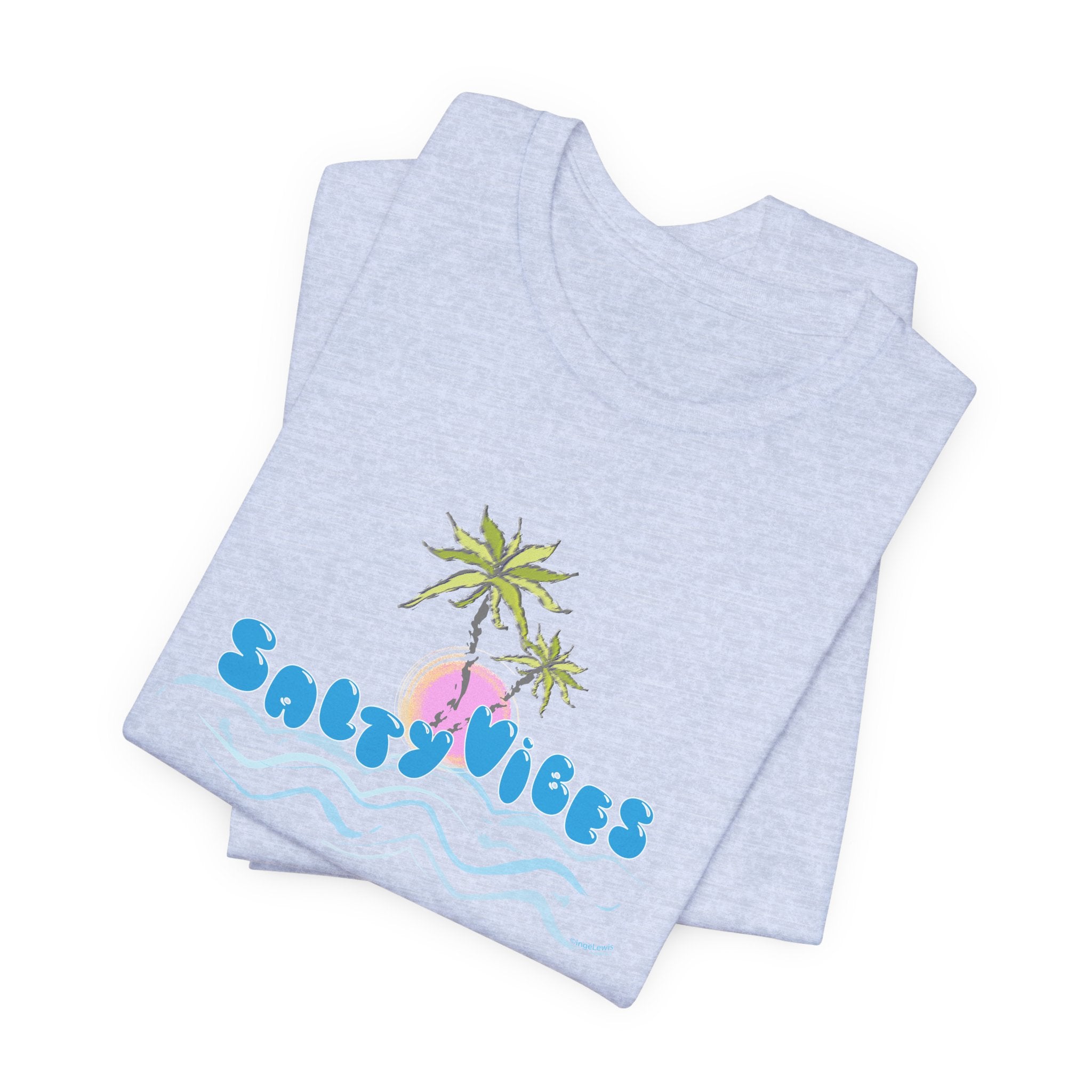 Salty Vibes Palm Trees Beach Graphic Unisex Short Sleeve Tee