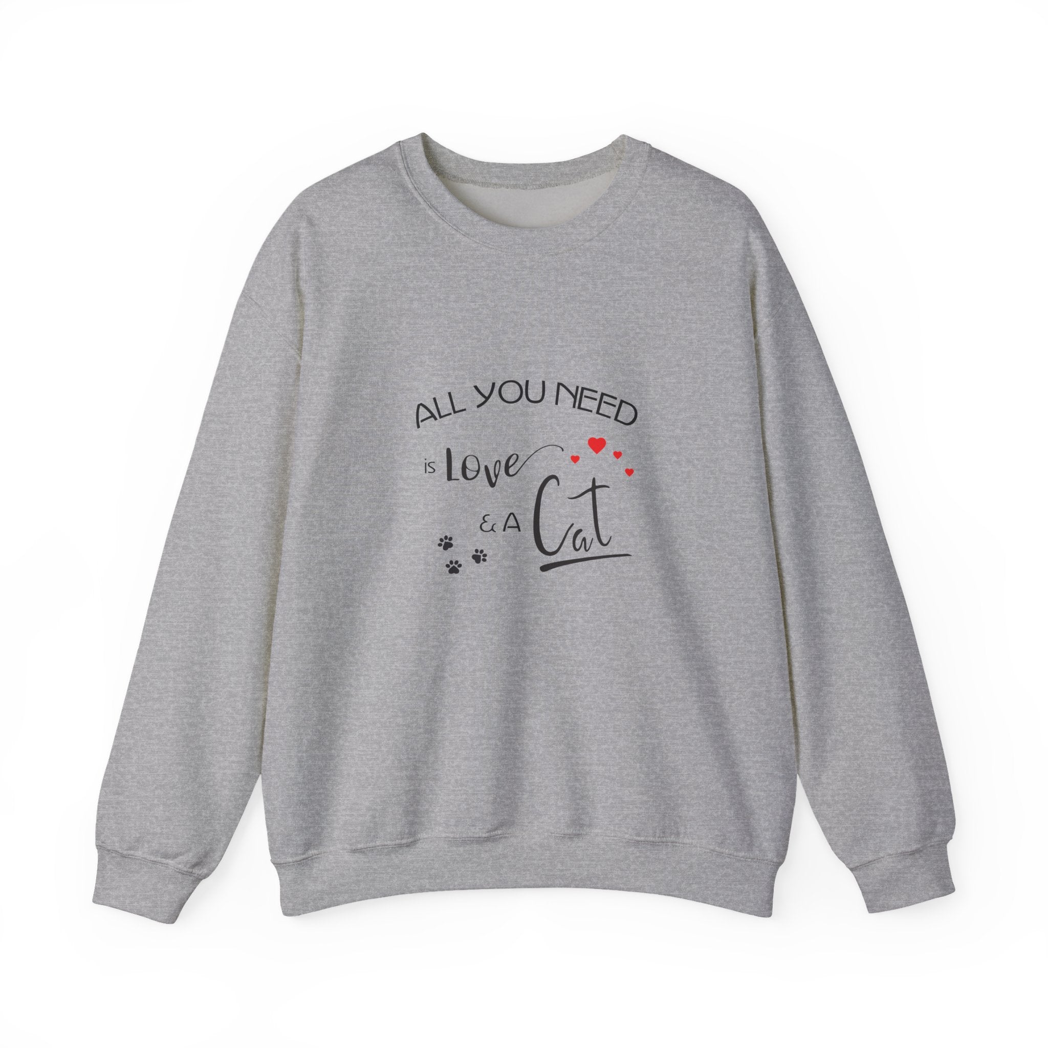 All You Need Is Love and a Cat Graphic Sweatshirt - Unisex Heavy Blend™ Crewneck Sweatshirt