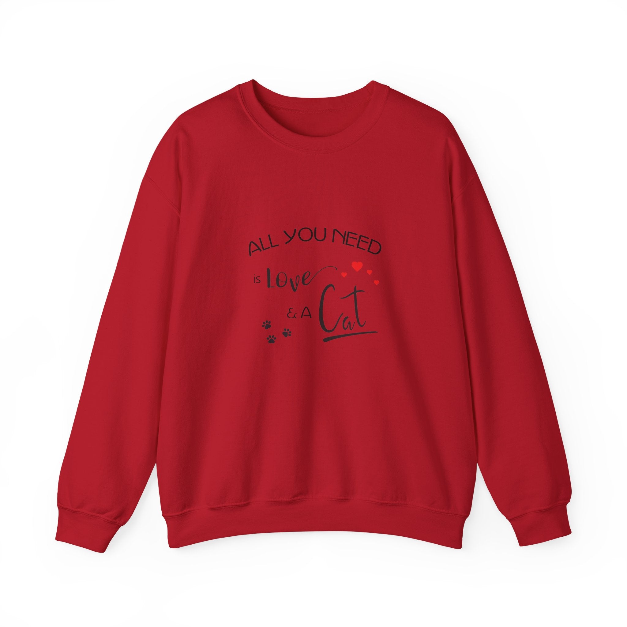 All You Need Is Love and a Cat Graphic Sweatshirt - Unisex Heavy Blend™ Crewneck Sweatshirt