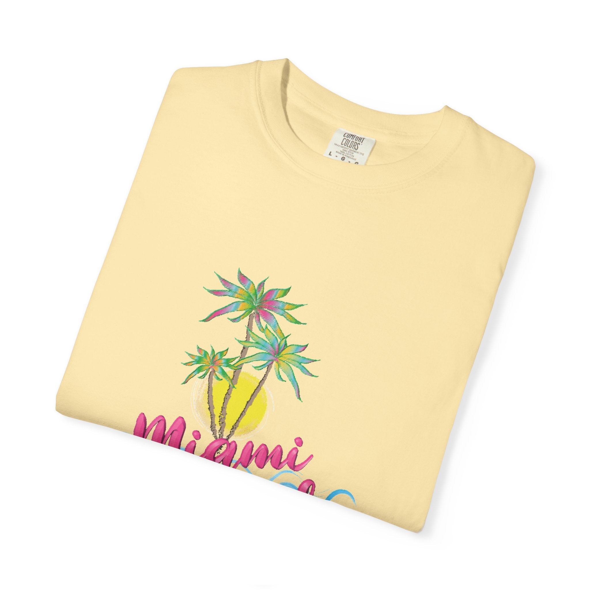 MIAMI BEACH Palm Sunset Graphic Unisex Garment-Dyed T-shirt