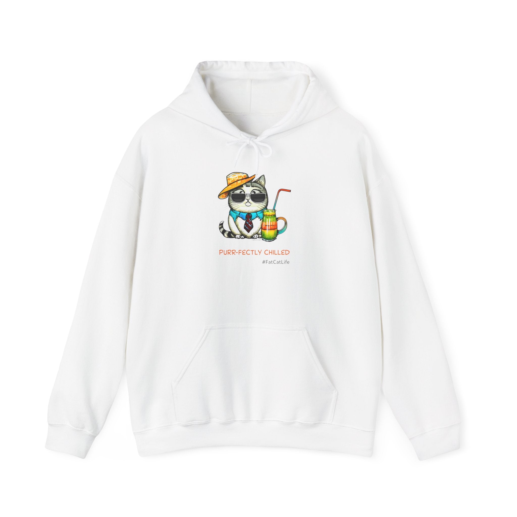 Purr-fectly Chilled Cat Graphic Hoodie Unisex Heavy Blend™ Hooded Sweatshirt