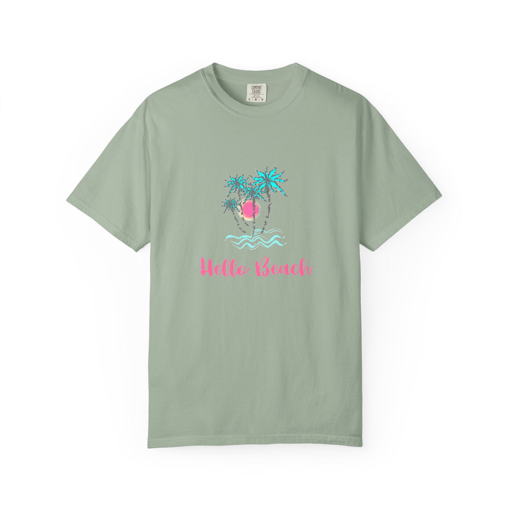 Hello Beach Graphic Unisex Garment-Dyed T-shirt