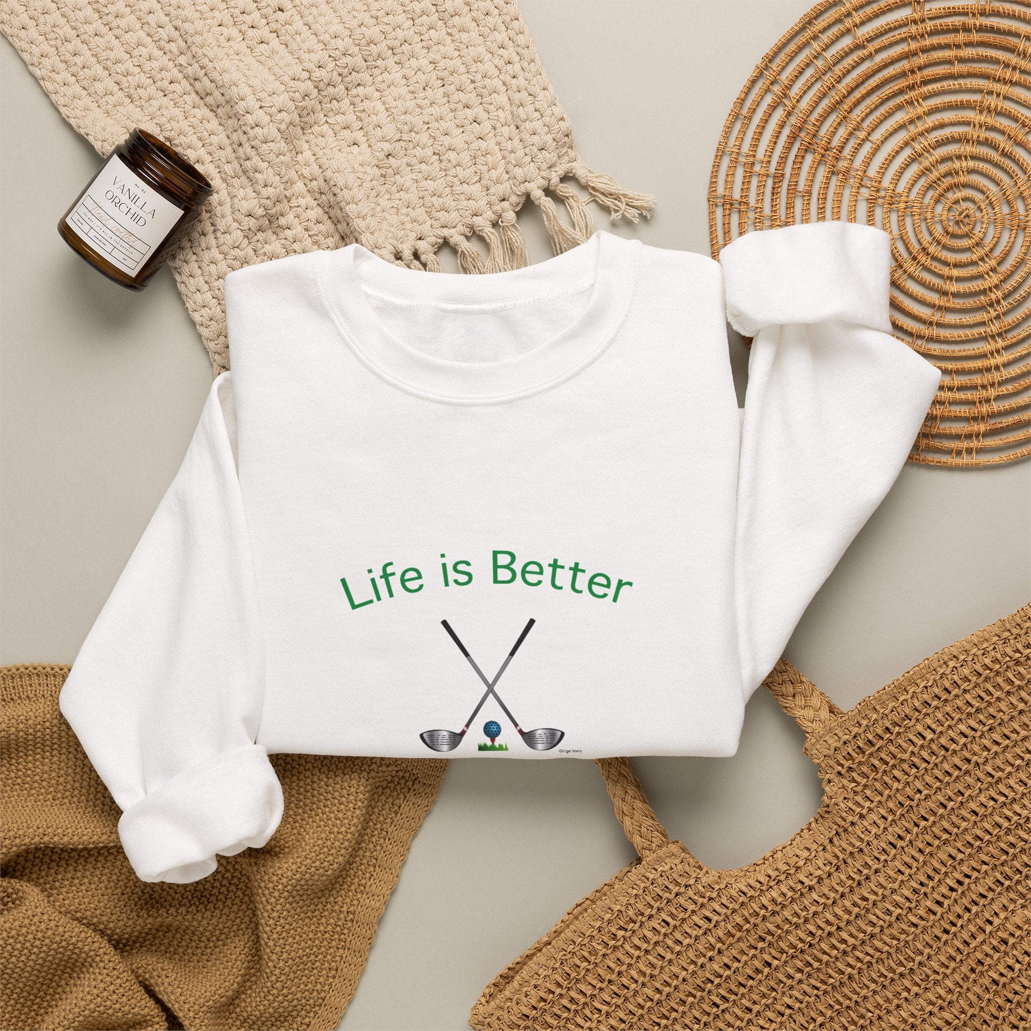 Life Is Better with Golf Graphic Unisex Heavy Blend™ Crewneck Sweatshirt