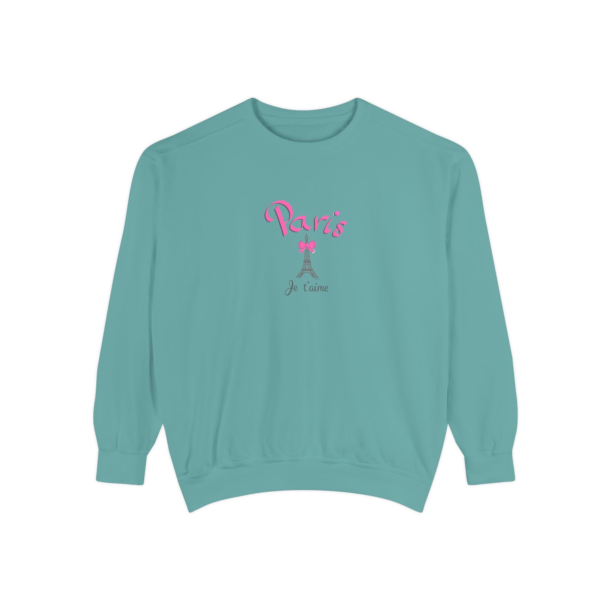 Paris Je T’aime Eiffel Tower Graphic Sweatshirt - Unisex Garment-Dyed Sweatshirt