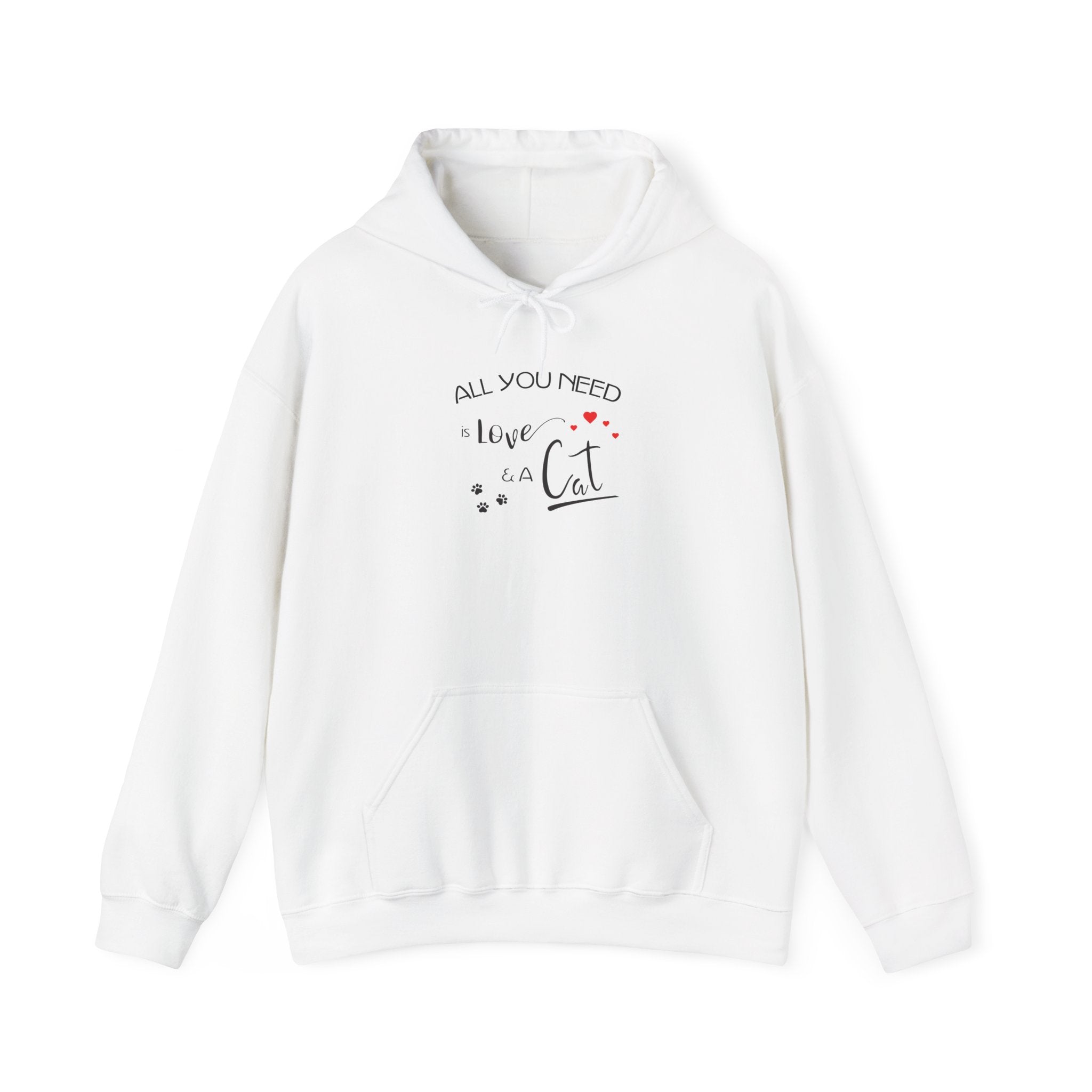 All You Need Is Love and a Cat Graphic Hoodie - Unisex Heavy Blend™ Hooded Sweatshirt