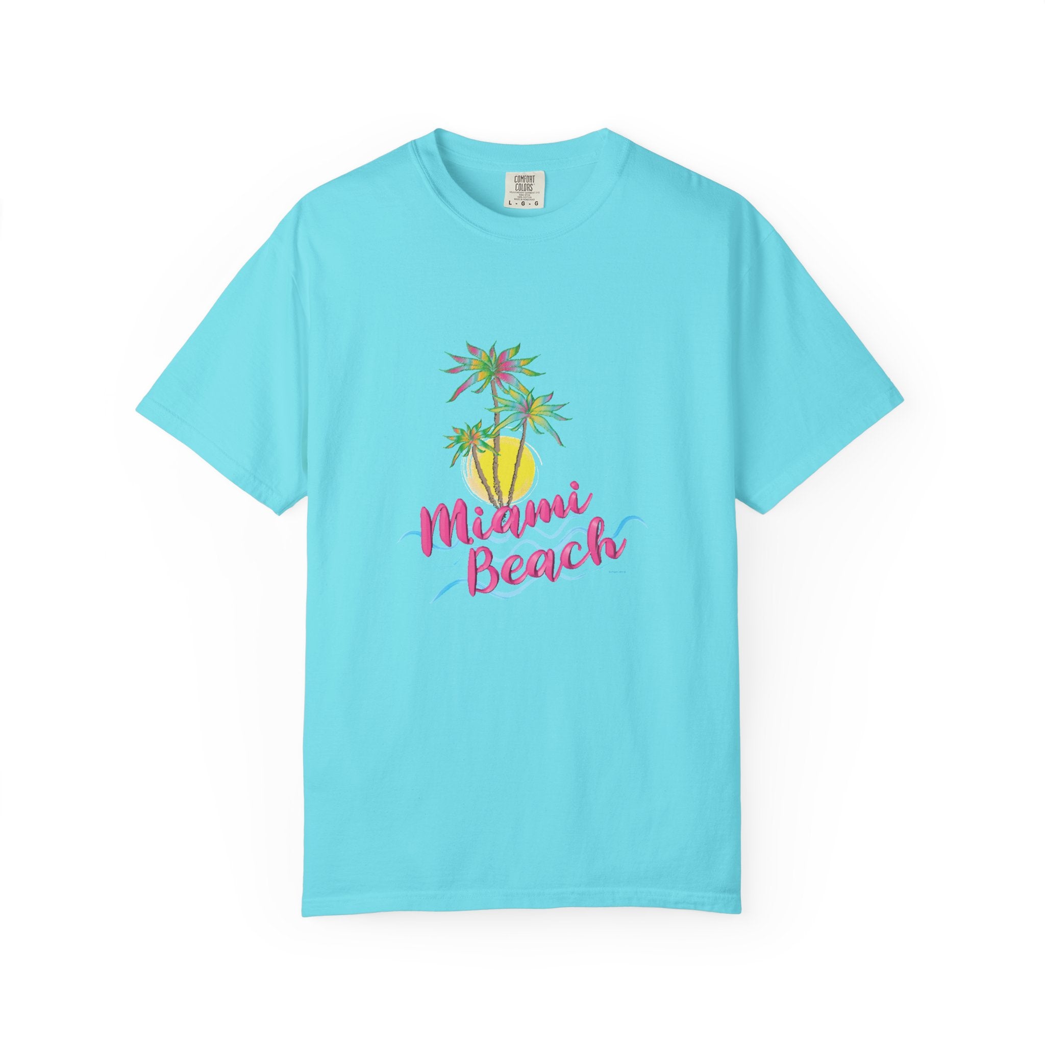 MIAMI BEACH Palm Sunset Graphic Unisex Garment-Dyed T-shirt