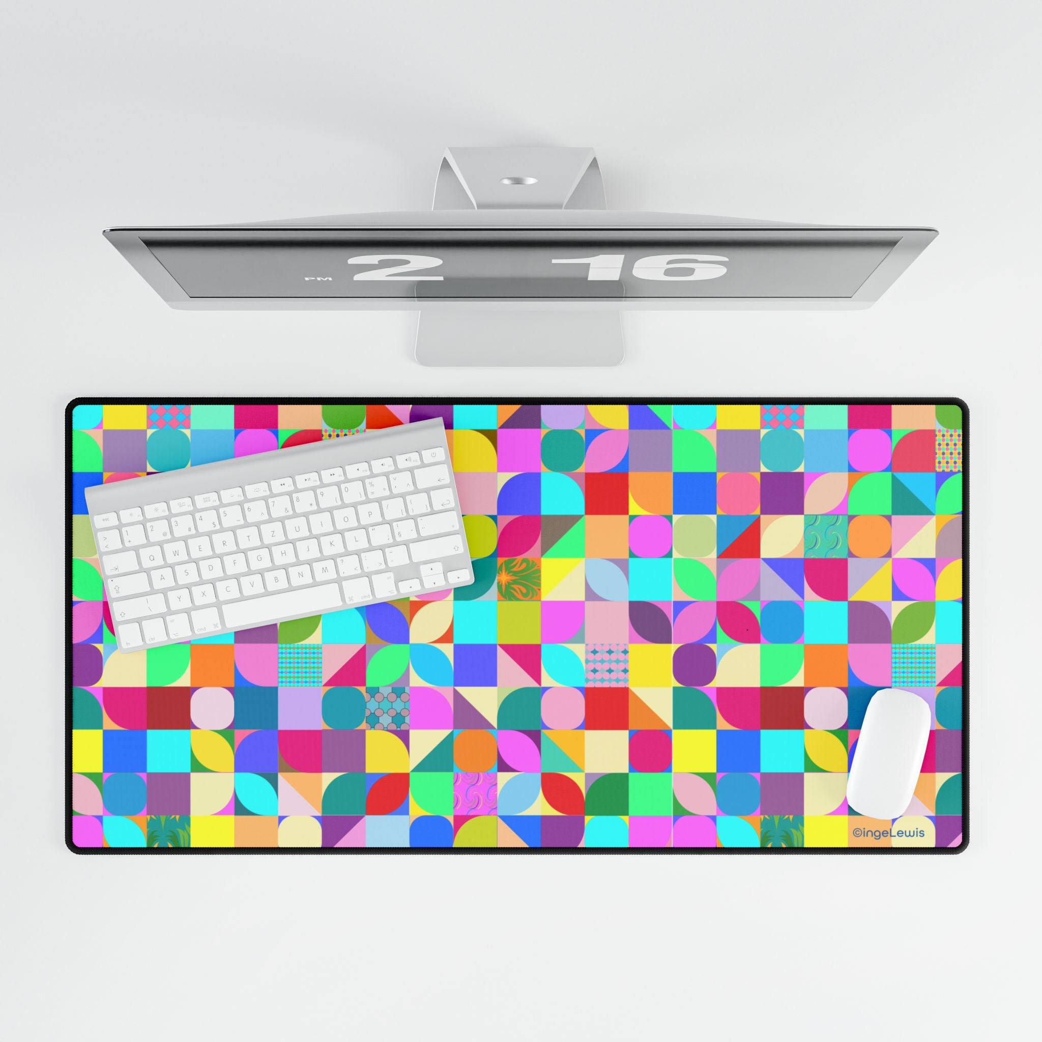 Colorful Geometric Abstract Art Large Desk Mat