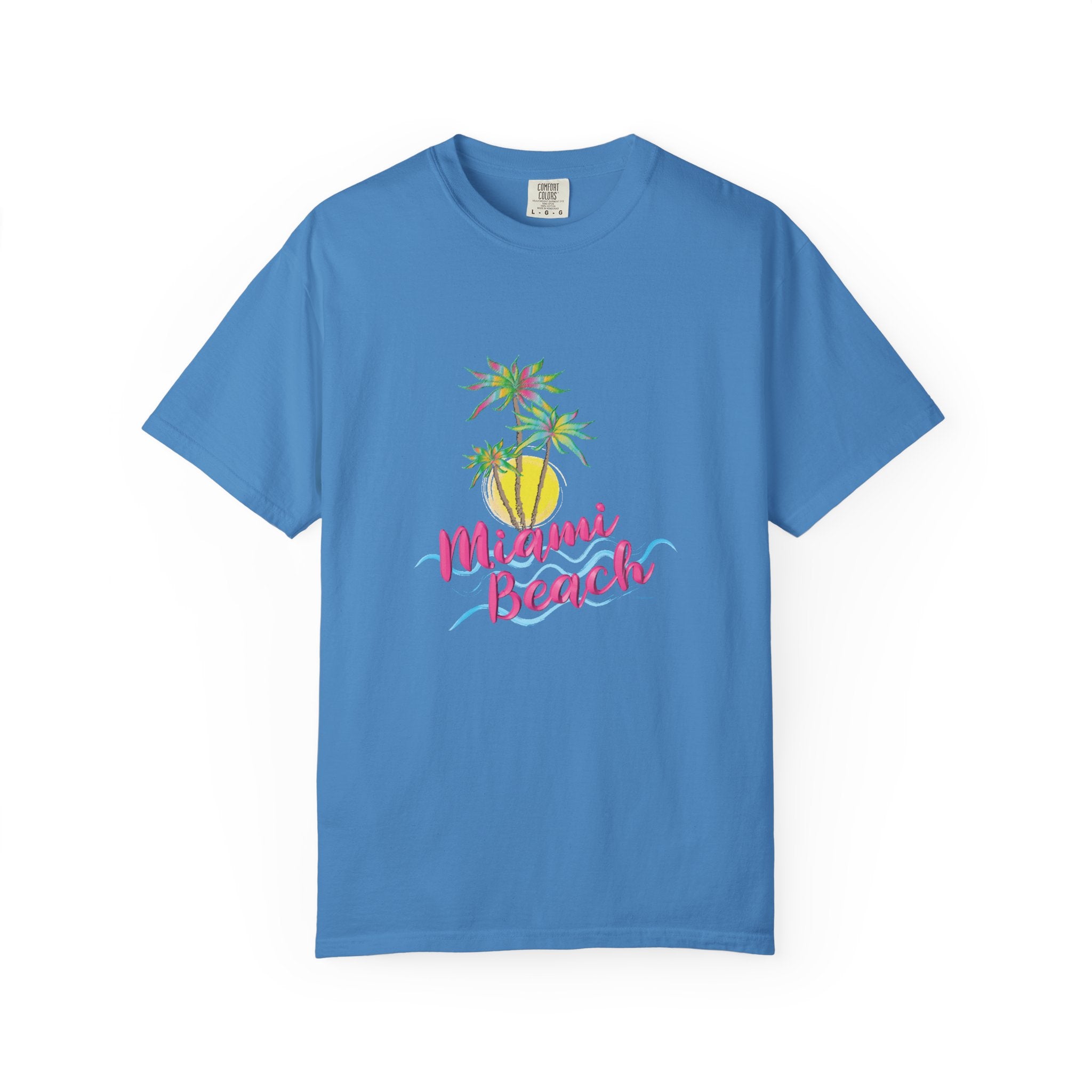 MIAMI BEACH Palm Sunset Graphic Unisex Garment-Dyed T-shirt