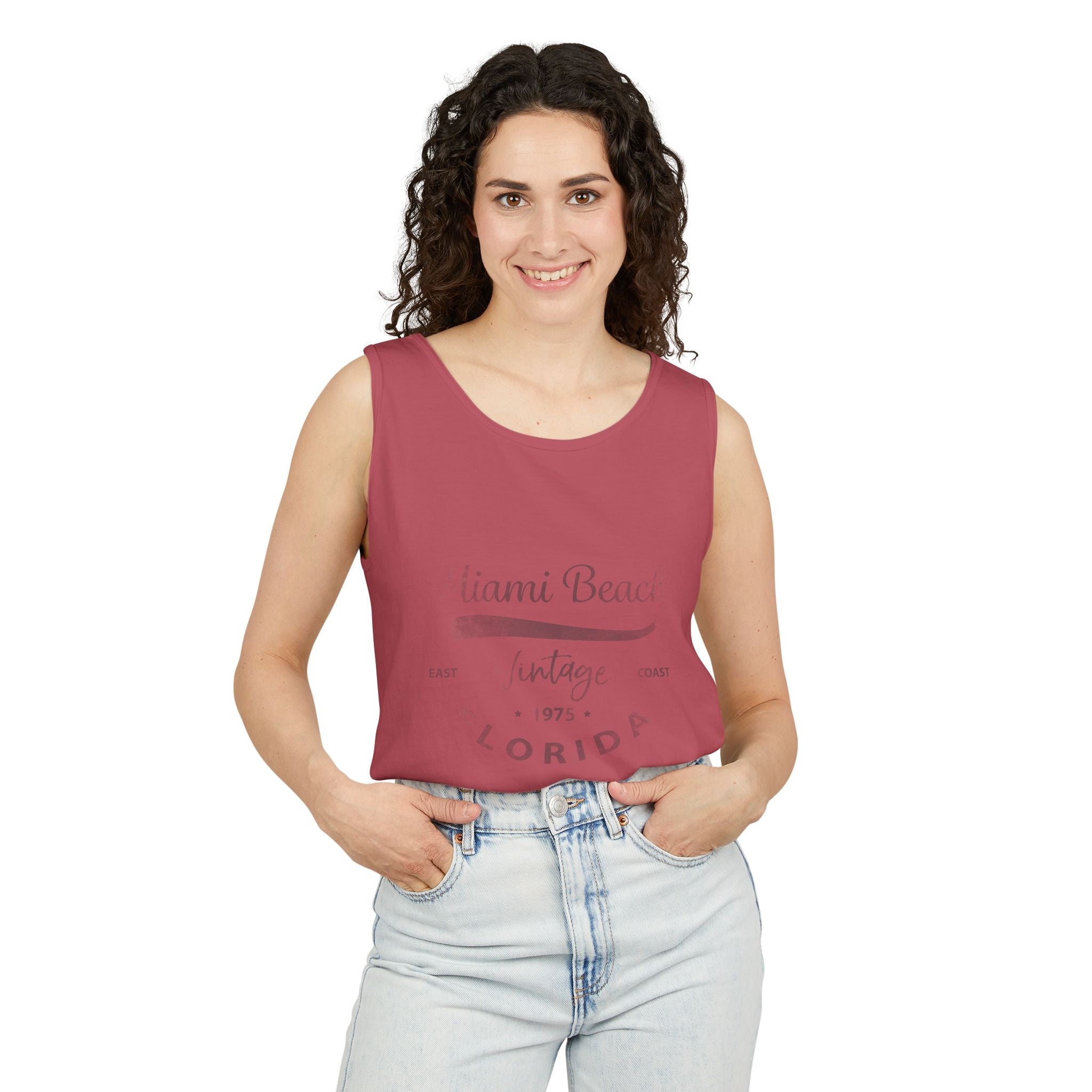 Miami Beach Vintage Graphic Tee Unisex Garment-Dyed Tank Top