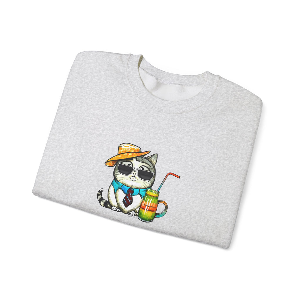 Fun Purr-fectly Chilled Cat Graphic Unisex Heavy Blend™ Crewneck Sweatshirt