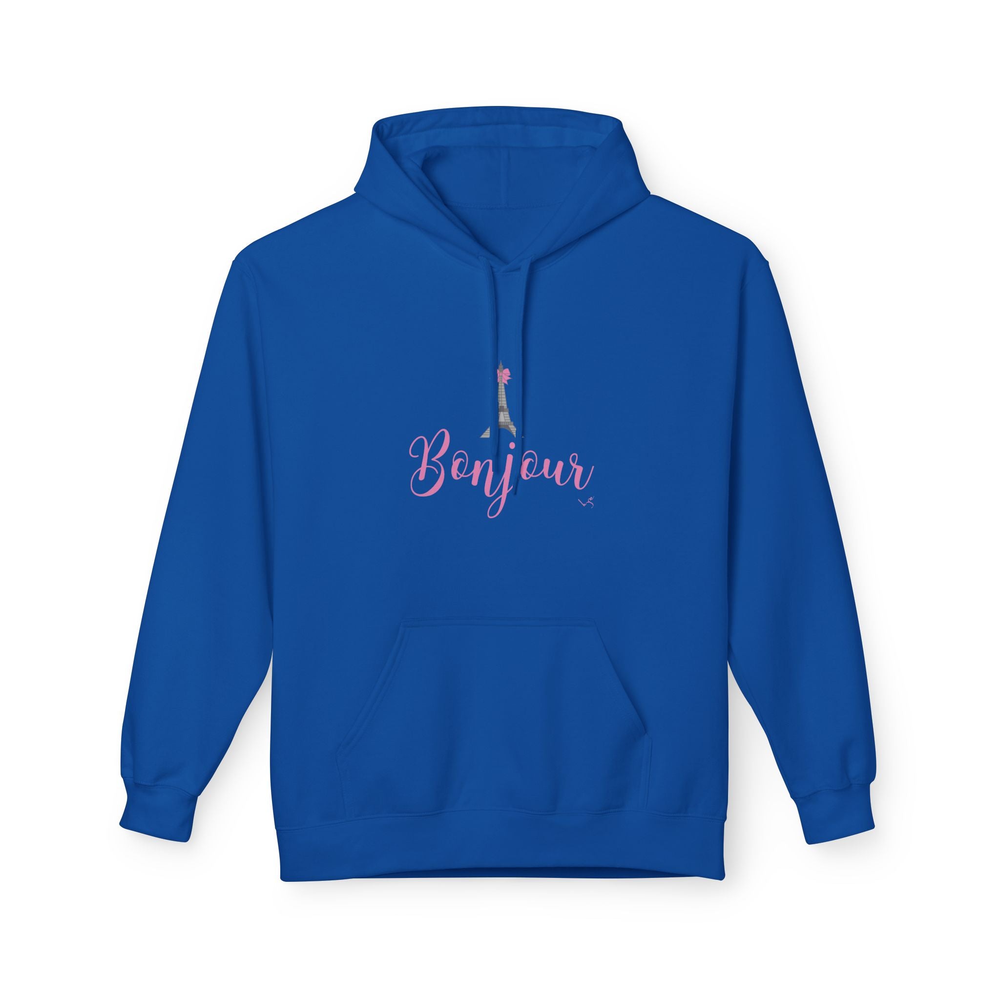Bonjour Paris Eiffel Tower Graphic Hoodie - Unisex Midweight Softstyle Fleece Hoodie