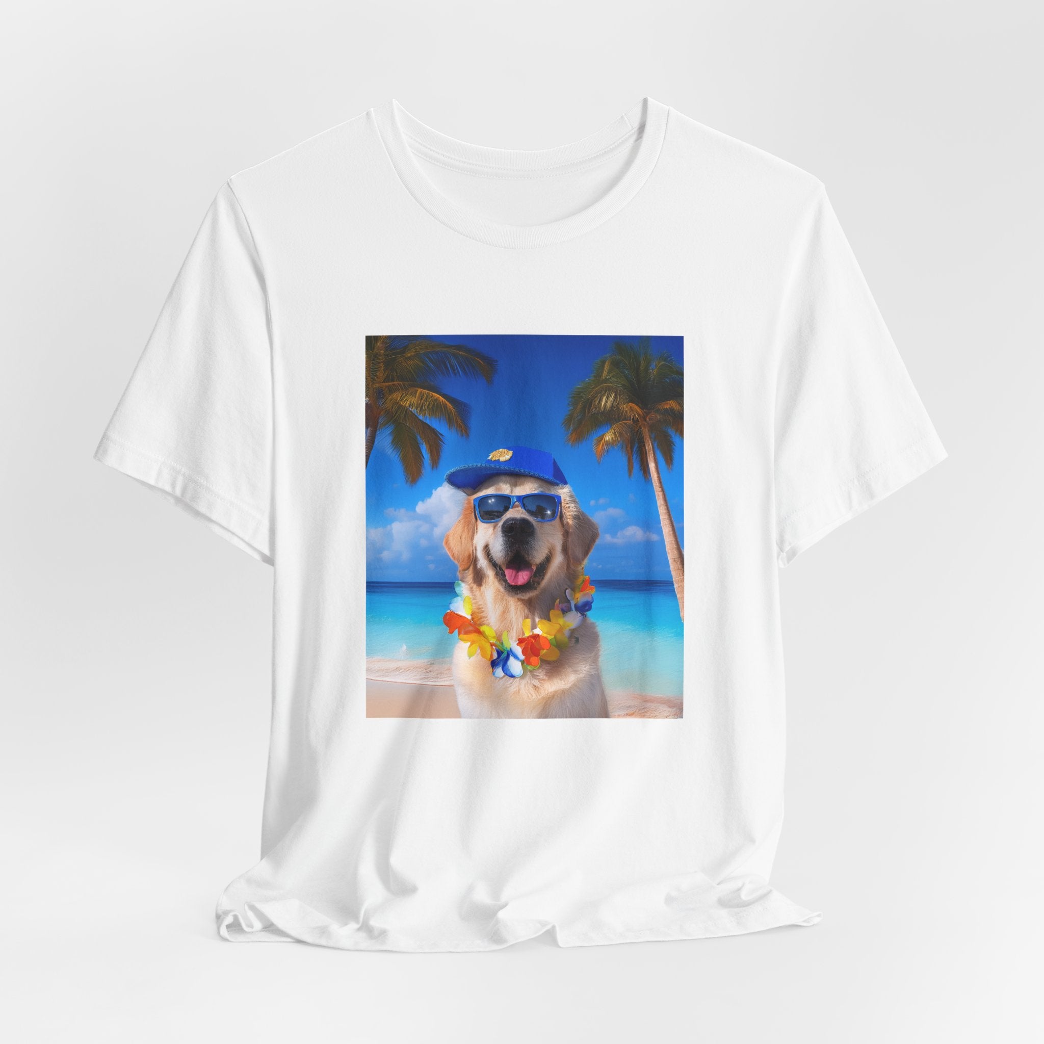 Beach Please Dog in Blue Hat T-Shirt