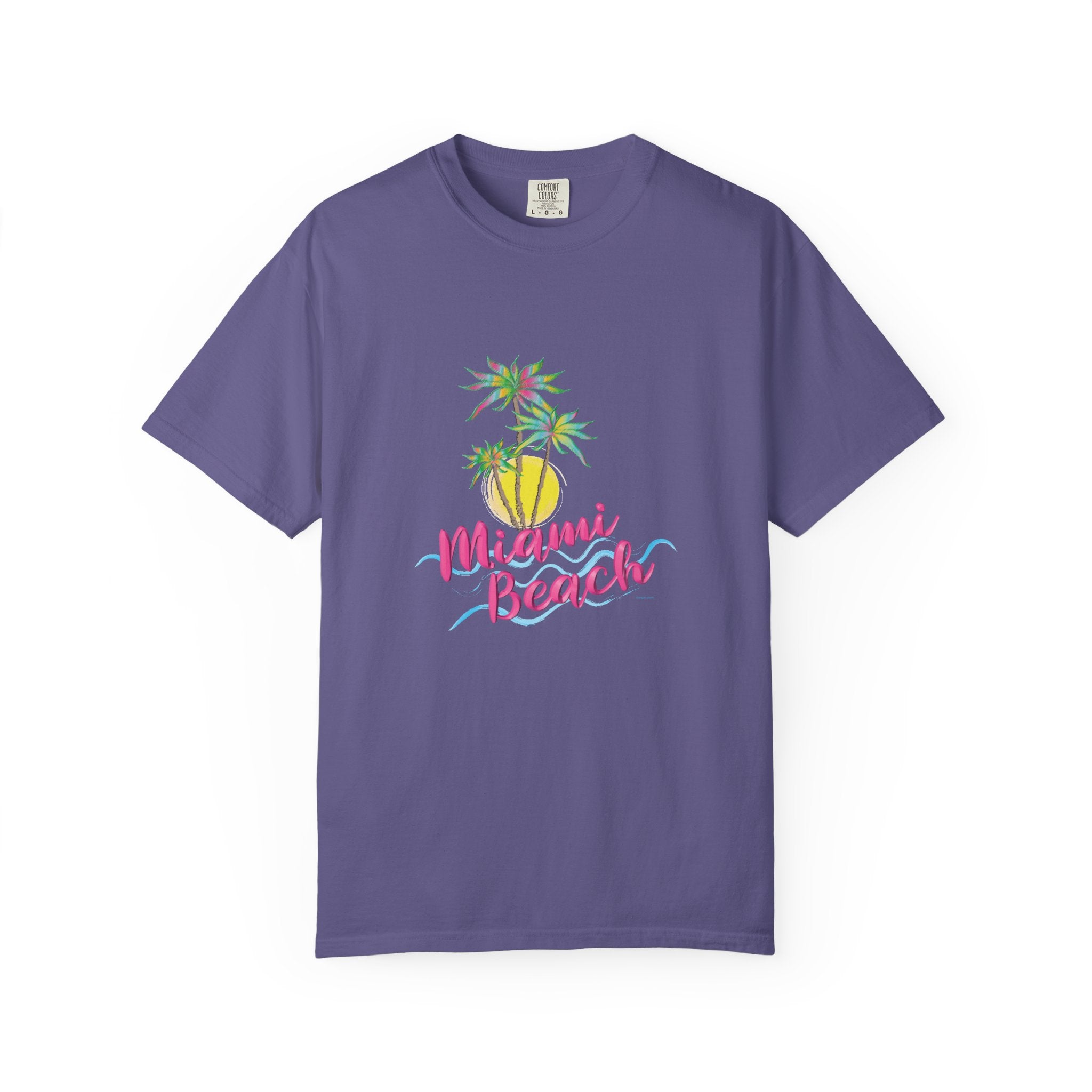 MIAMI BEACH Palm Sunset Graphic Unisex Garment-Dyed T-shirt