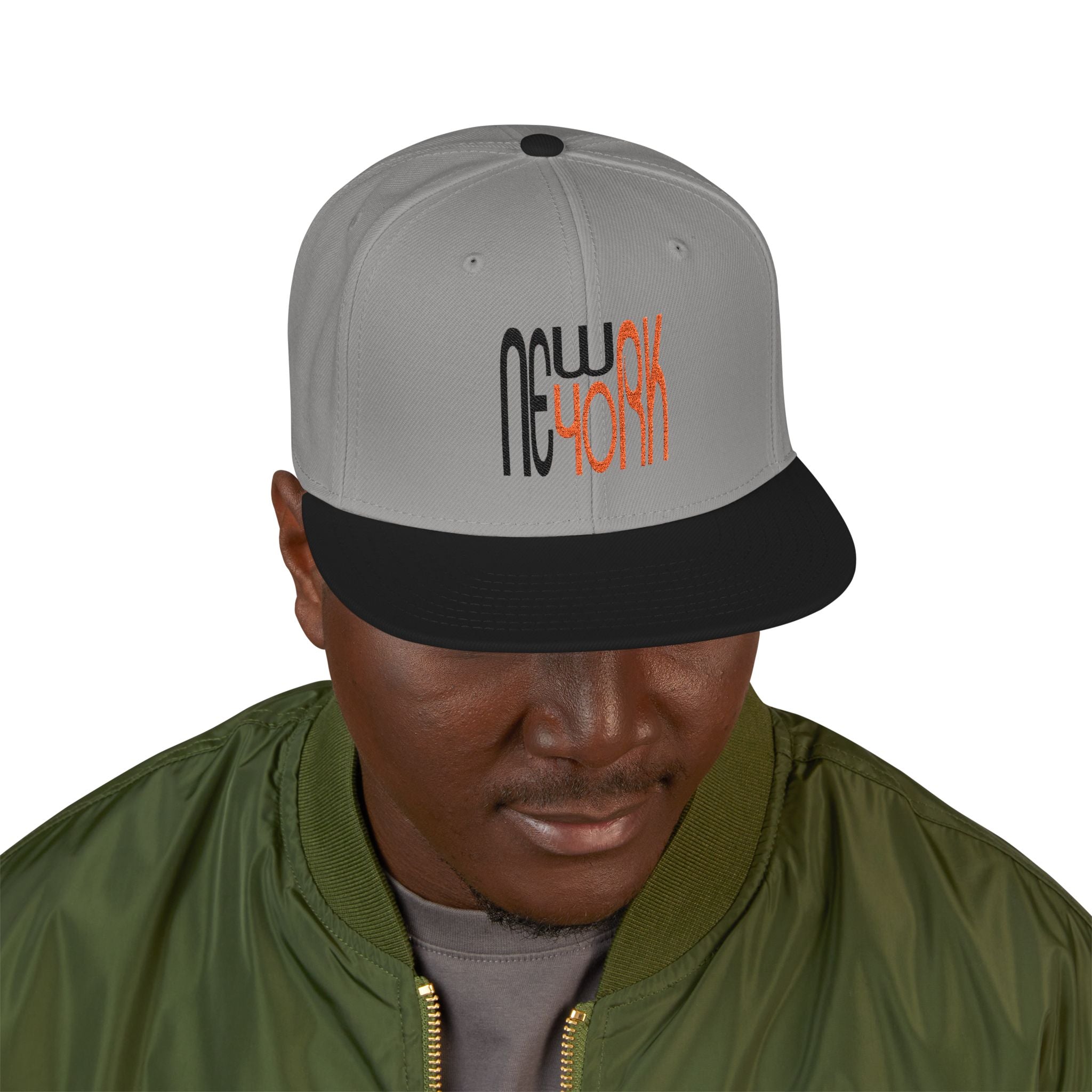 New York Black Red Lettering Unisex Snapback Cap (Embroidery)