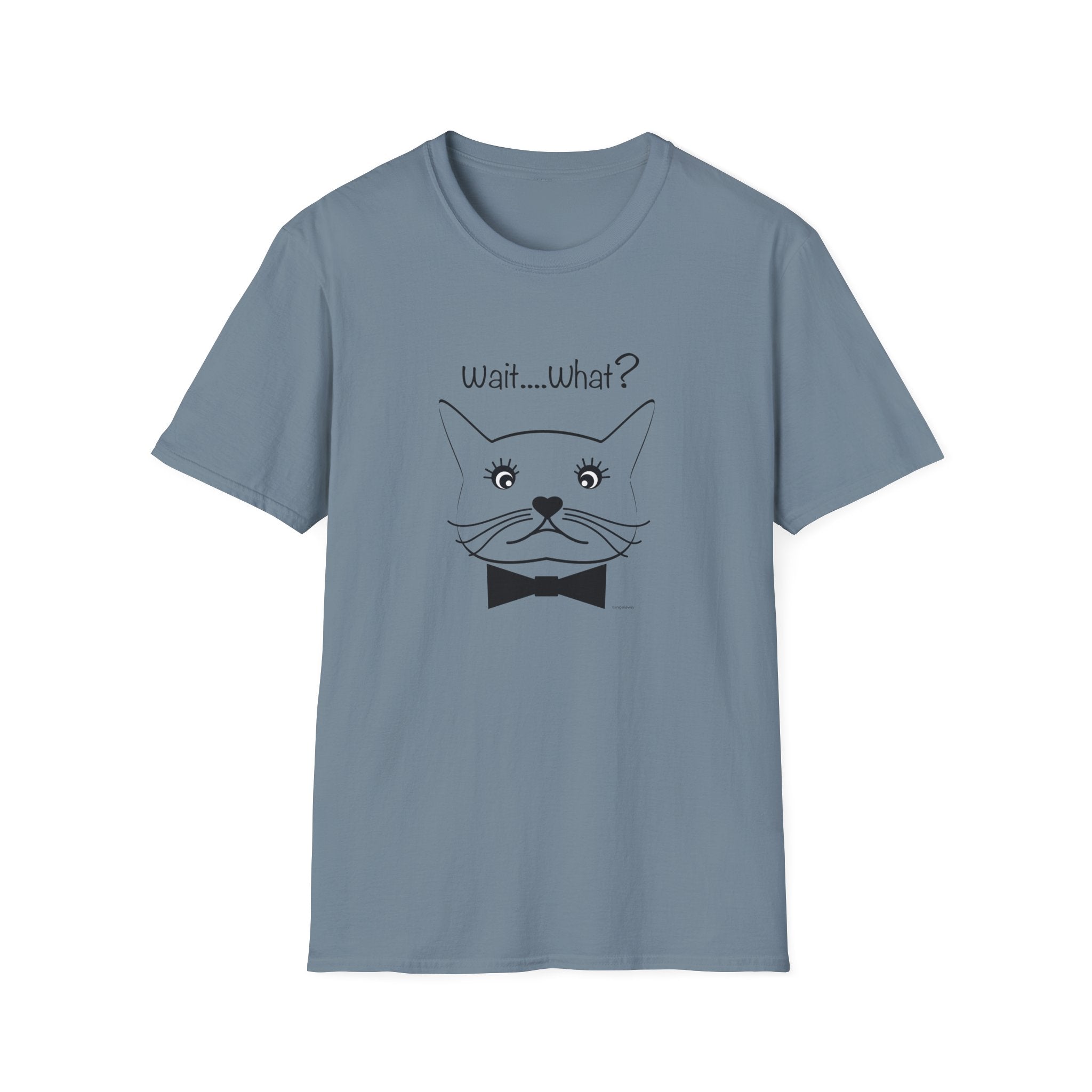 Wait, What? Funny Cat Graphic T-Shirt with Bow Tie