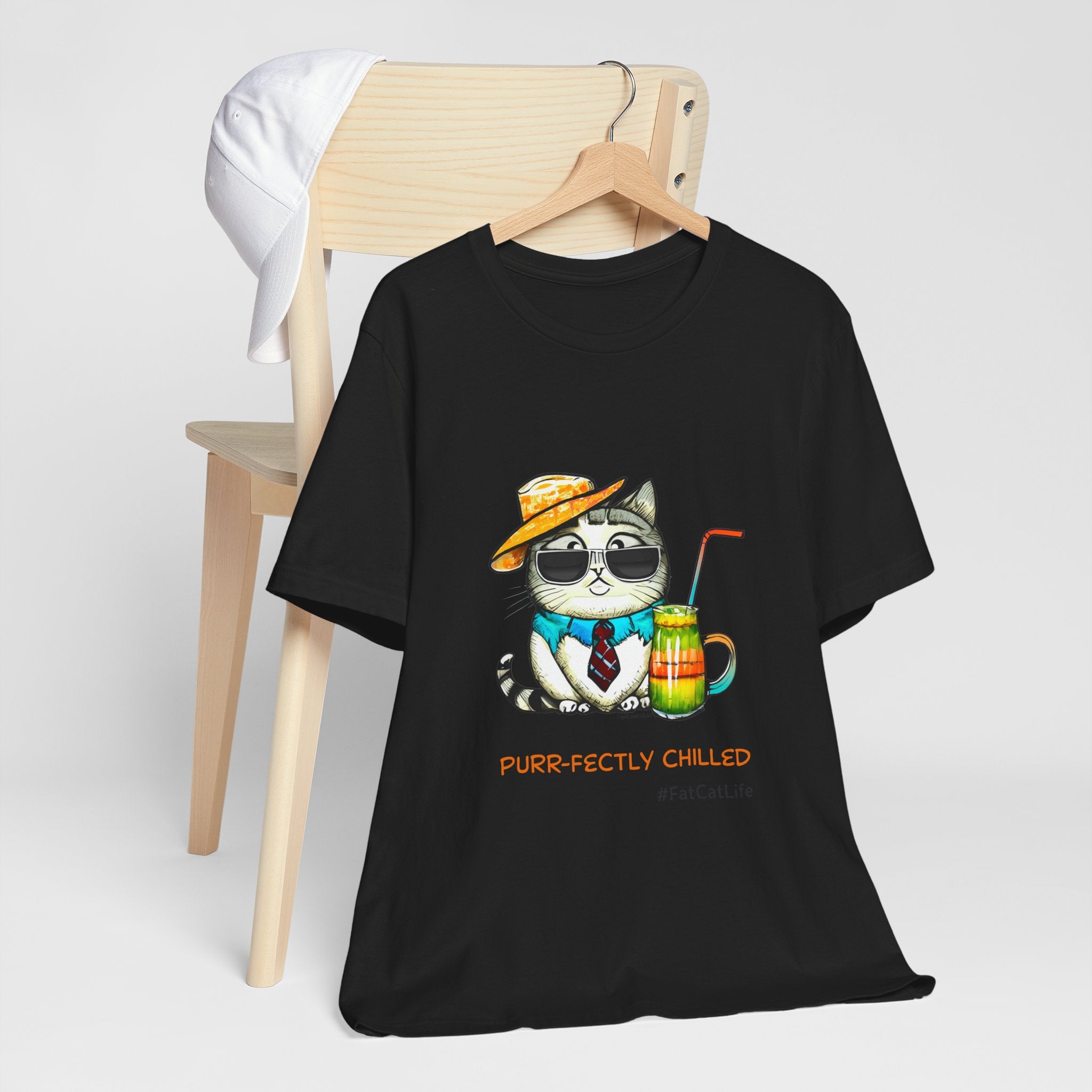 Purr-fectly Chilled Cat Graphic T-Shirt