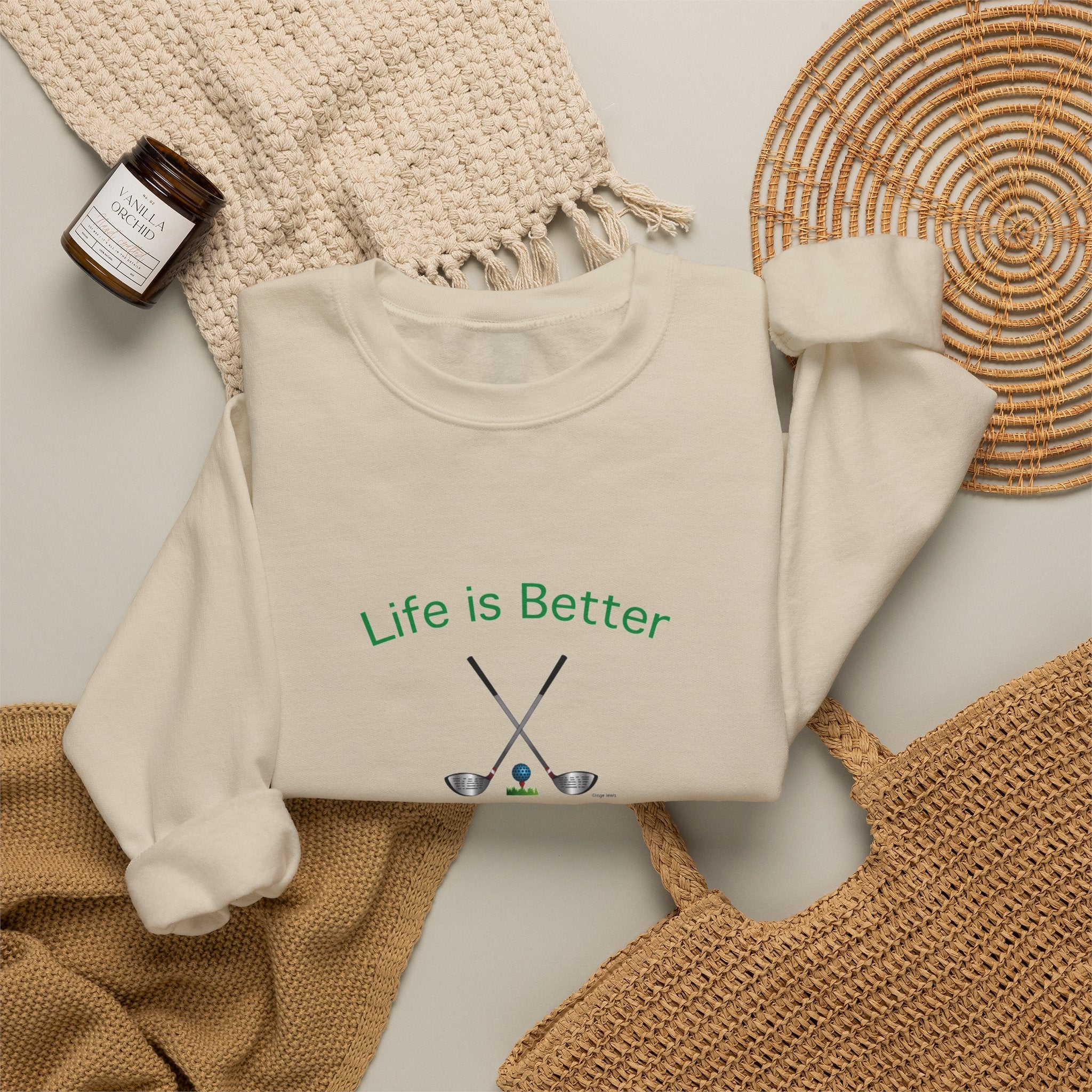 Life Is Better with Golf Graphic Unisex Heavy Blend™ Crewneck Sweatshirt