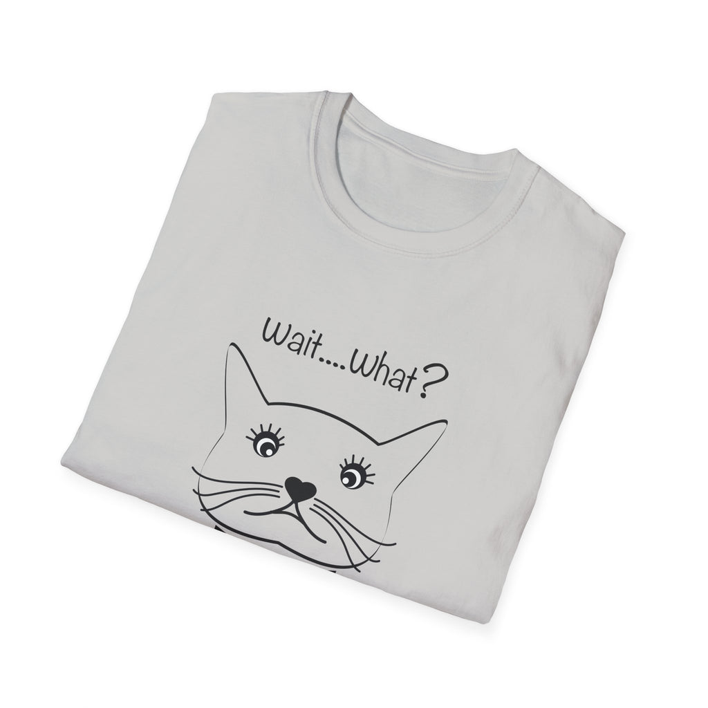 Wait, What? Funny Cat Graphic T-Shirt with Bow Tie