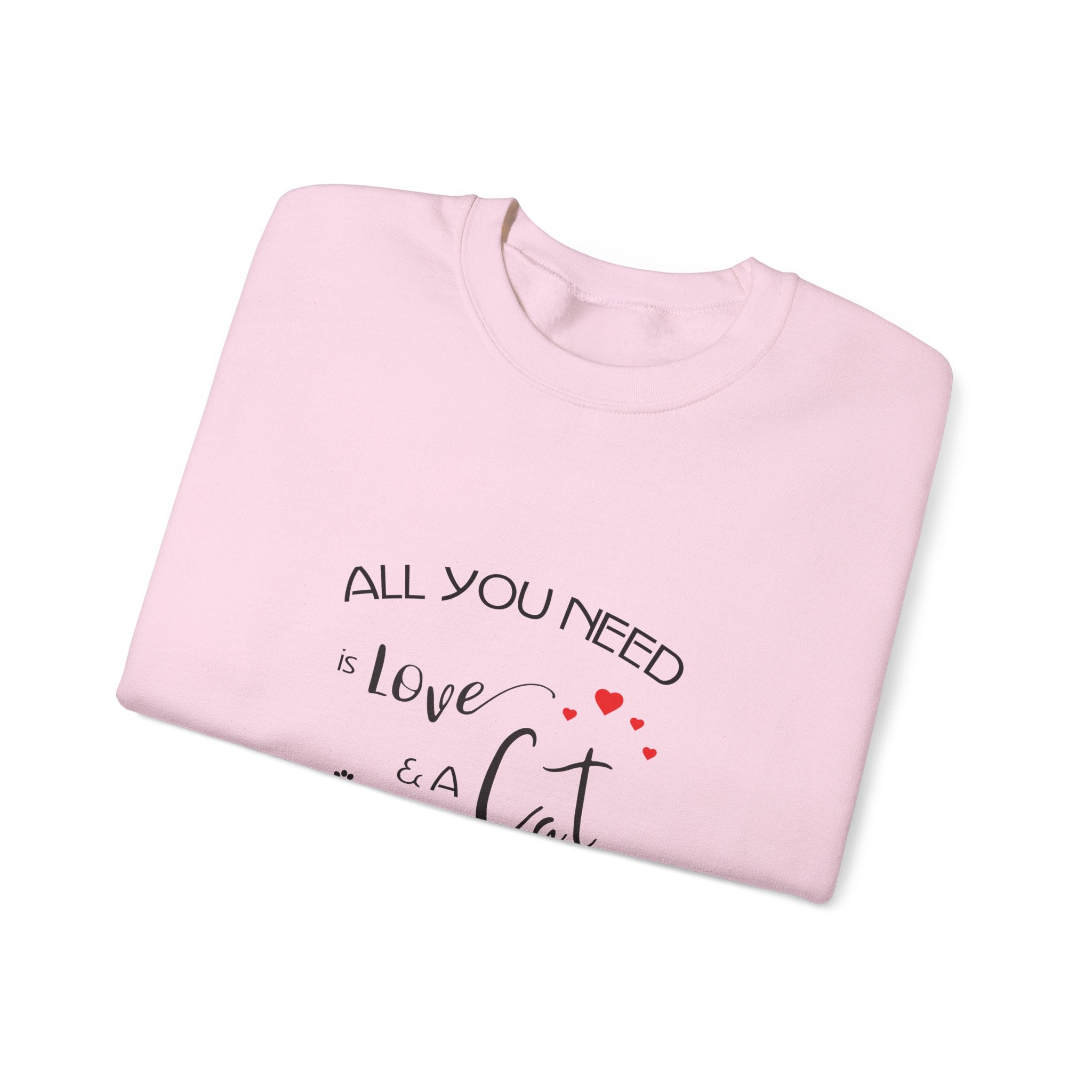 All You Need Is Love and a Cat Graphic Sweatshirt - Unisex Heavy Blend™ Crewneck Sweatshirt