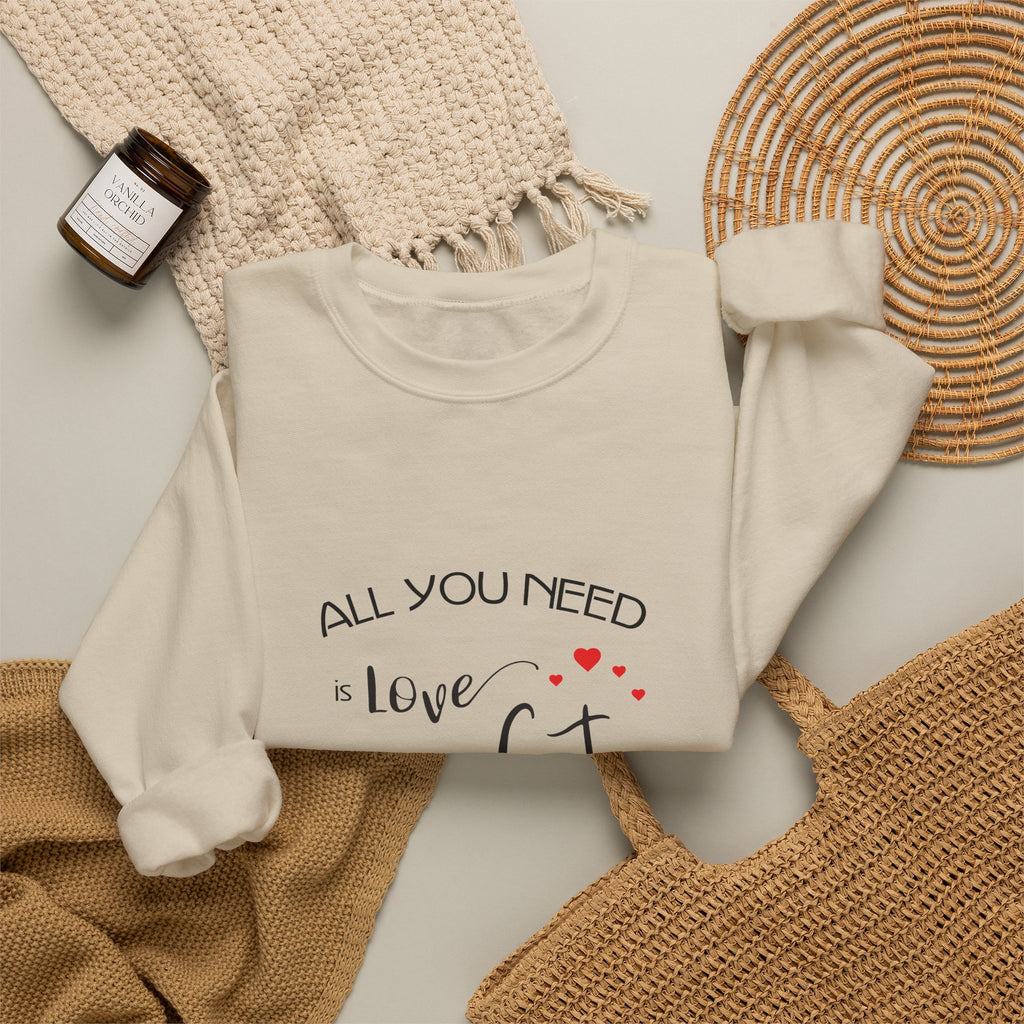 All You Need Is Love and a Cat Graphic Sweatshirt - Unisex Heavy Blend™ Crewneck Sweatshirt