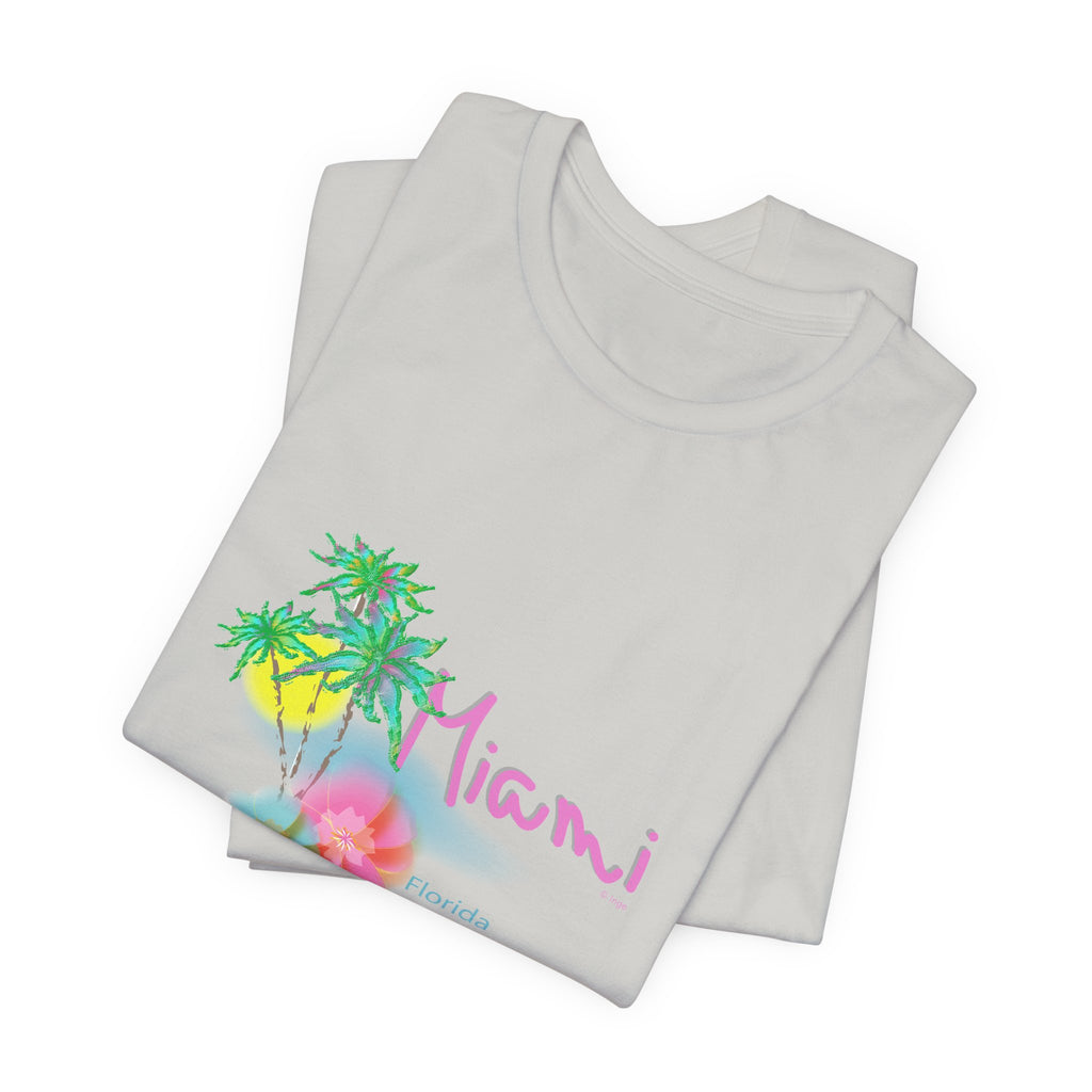 MIAMI, Florida Palm Sunset Graphic Unisex Jersey Short Sleeve Tee