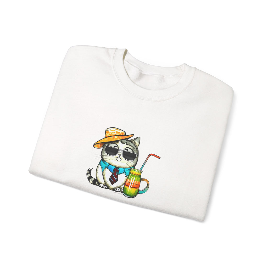 Fun Purr-fectly Chilled Cat Graphic Unisex Heavy Blend™ Crewneck Sweatshirt