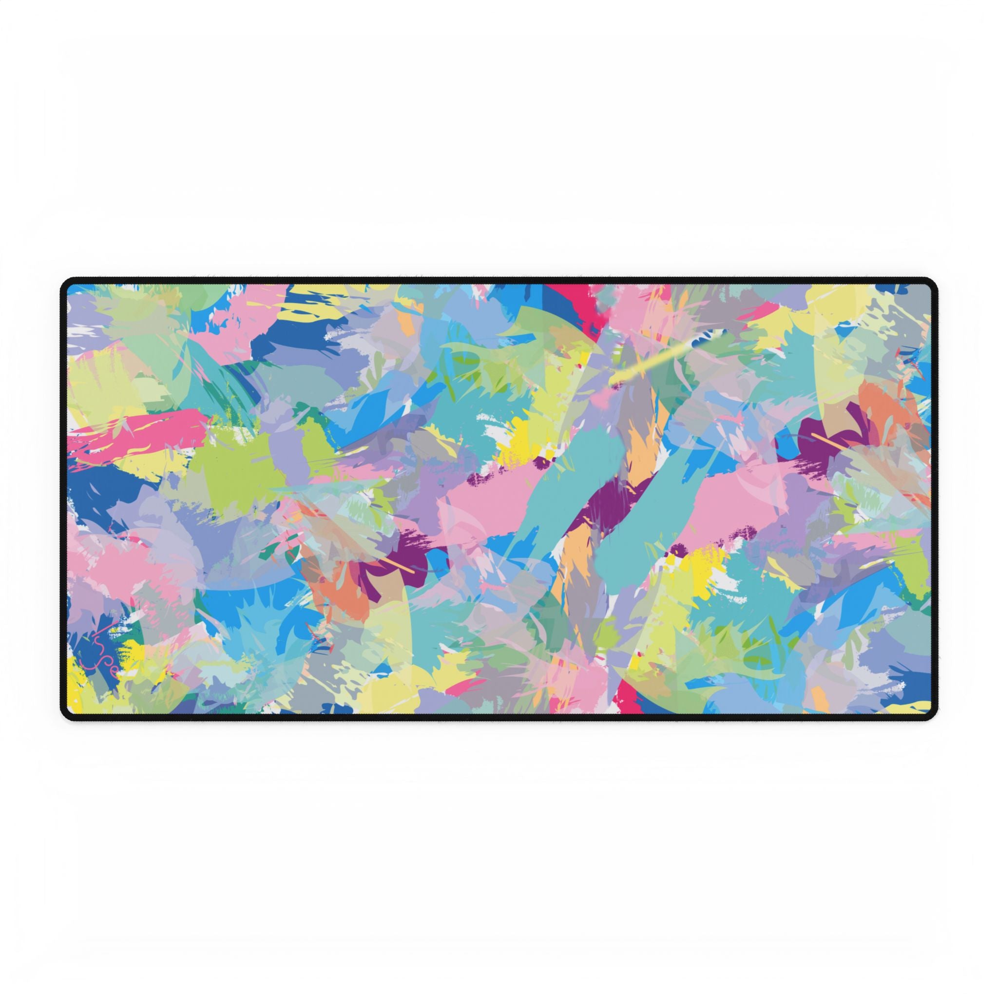 Happy Day colorful Abstract Brushstroke Art Large Desk Mat
