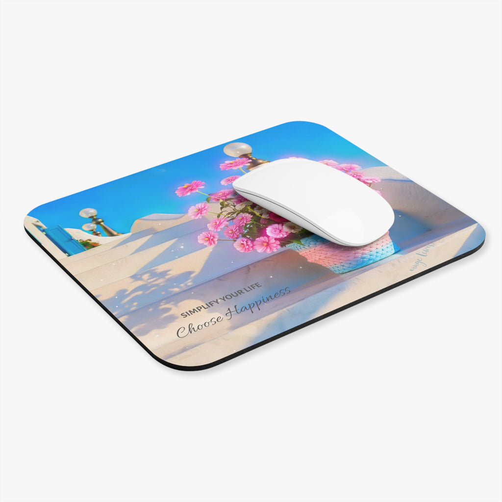 Choose Happiness Floral Mouse Pad (Rectangle)