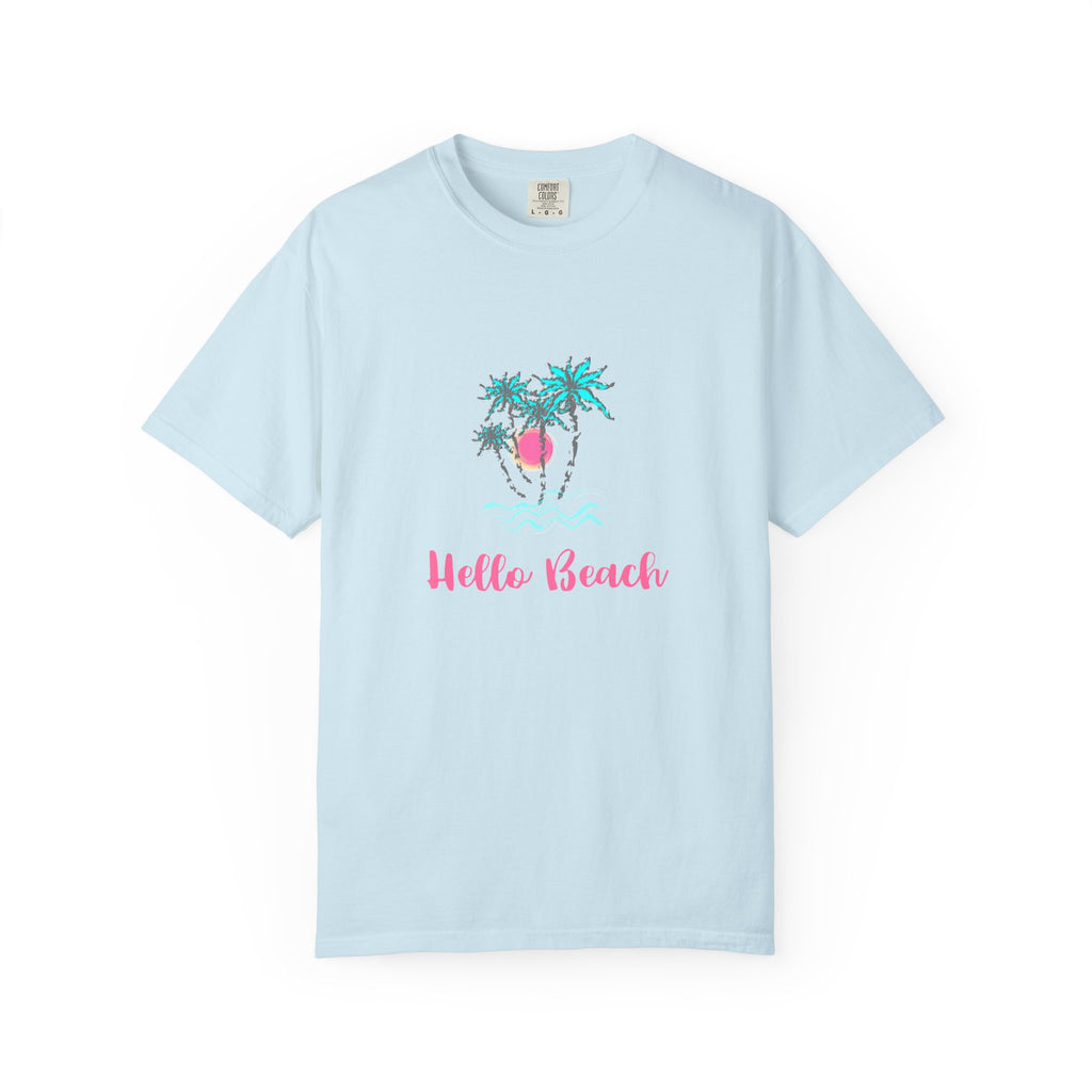 Hello Beach Graphic Unisex Garment-Dyed T-shirt