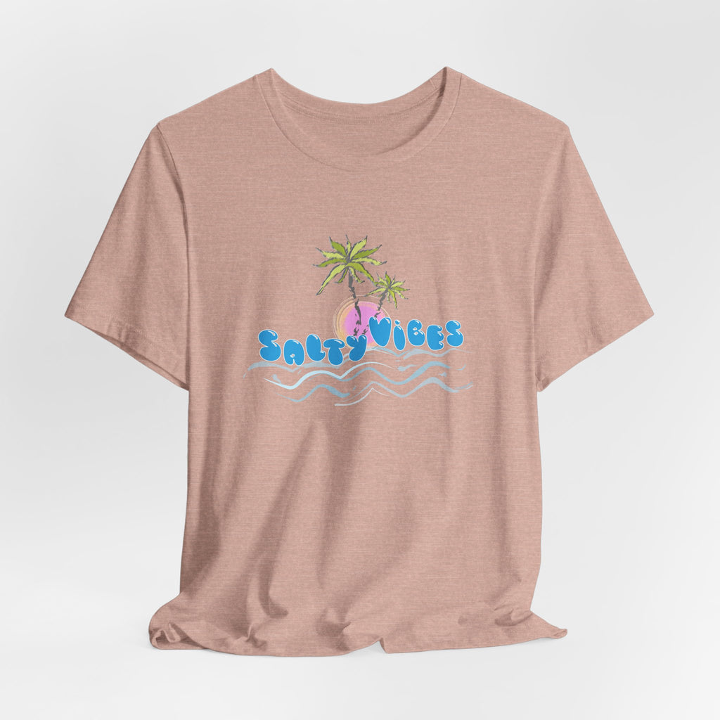 Salty Vibes Palm Trees Beach Graphic Unisex Short Sleeve Tee