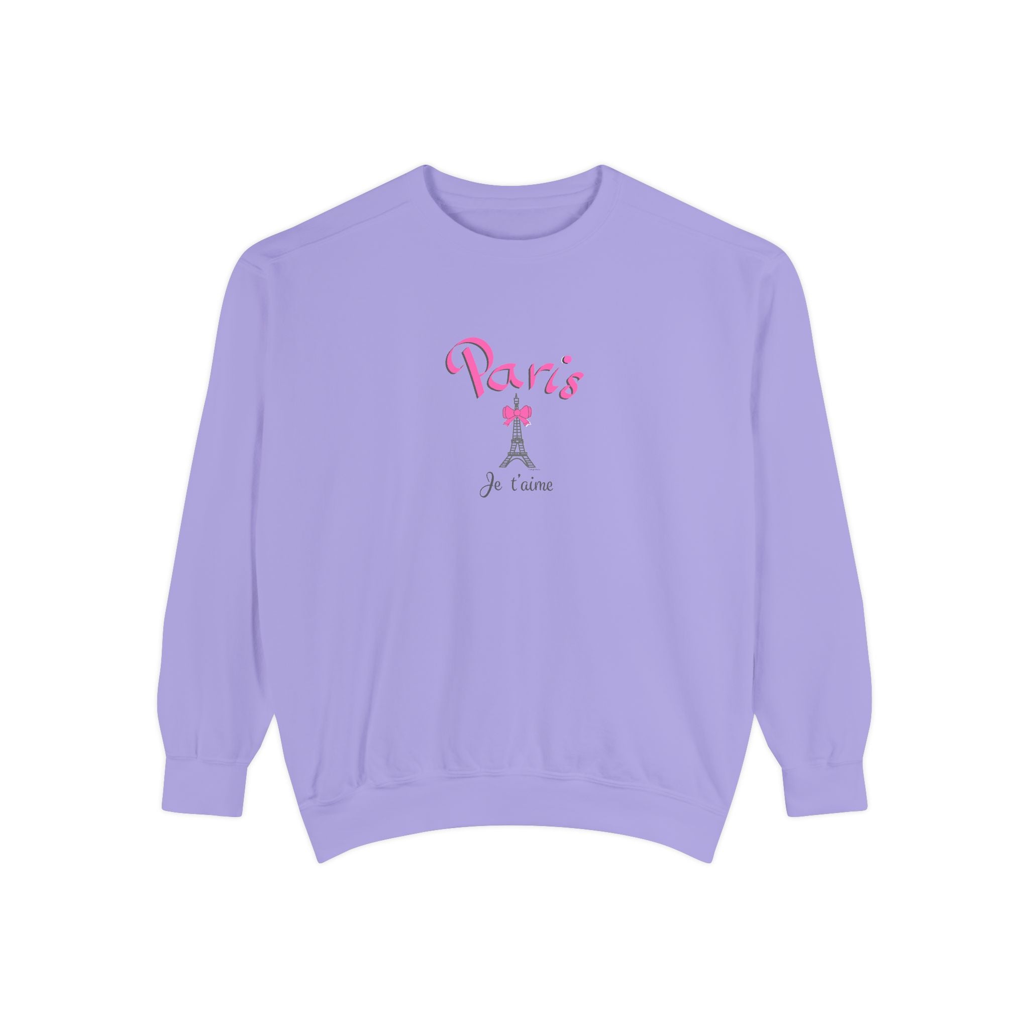 Paris Je T’aime Eiffel Tower Graphic Sweatshirt - Unisex Garment-Dyed Sweatshirt