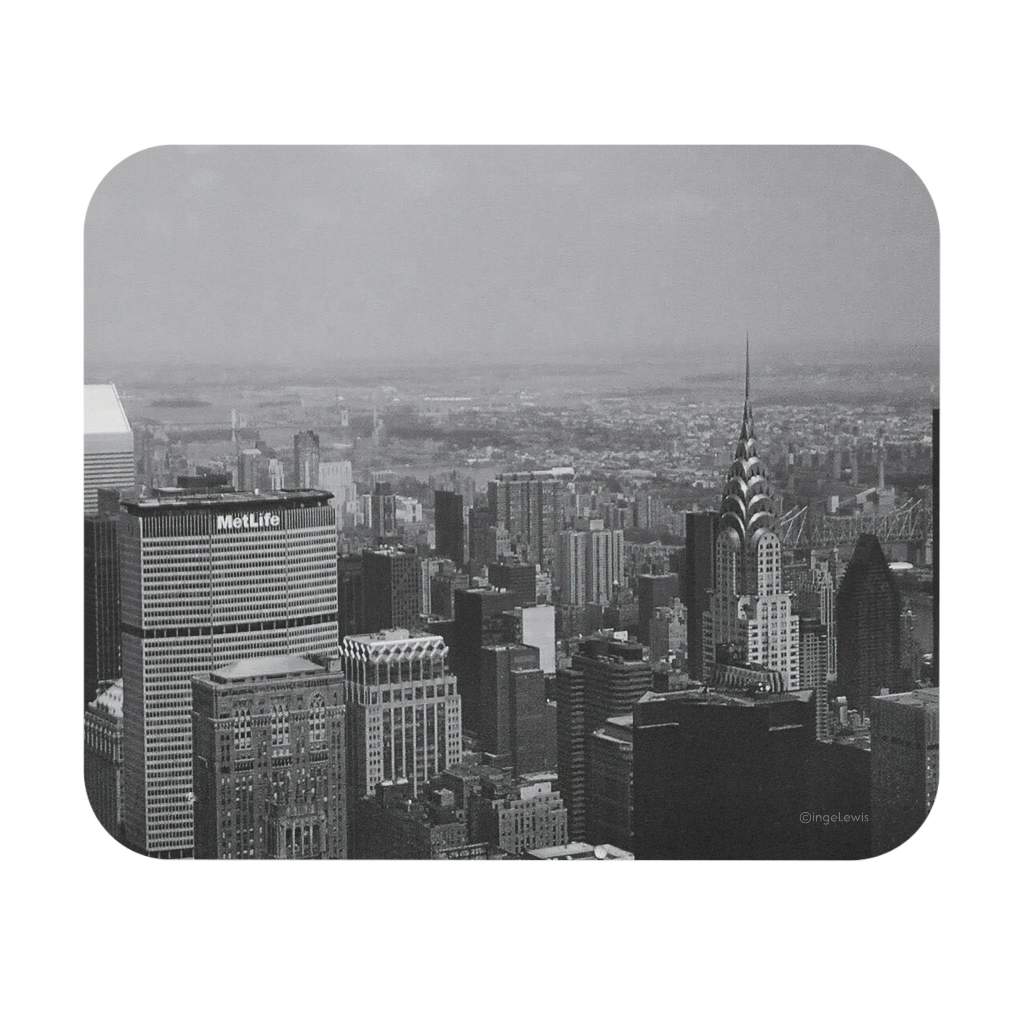 New York Manhattan Black and White Skyline Mouse Pad (Rectangle)