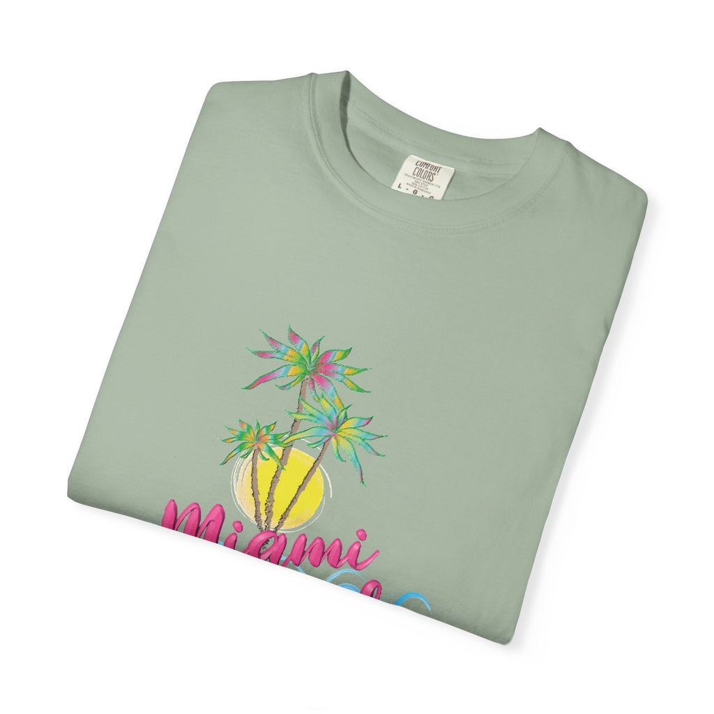 MIAMI BEACH Palm Sunset Graphic Unisex Garment-Dyed T-shirt