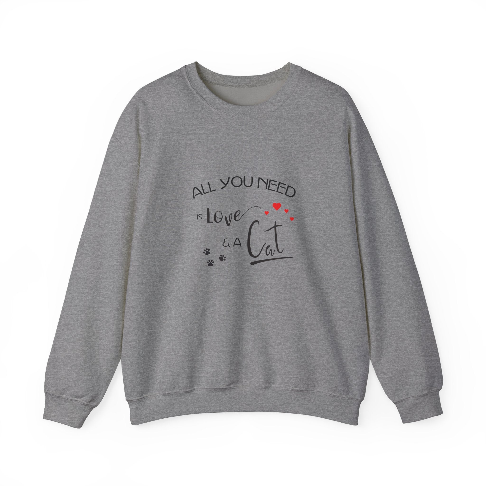 All You Need Is Love and a Cat Graphic Sweatshirt - Unisex Heavy Blend™ Crewneck Sweatshirt