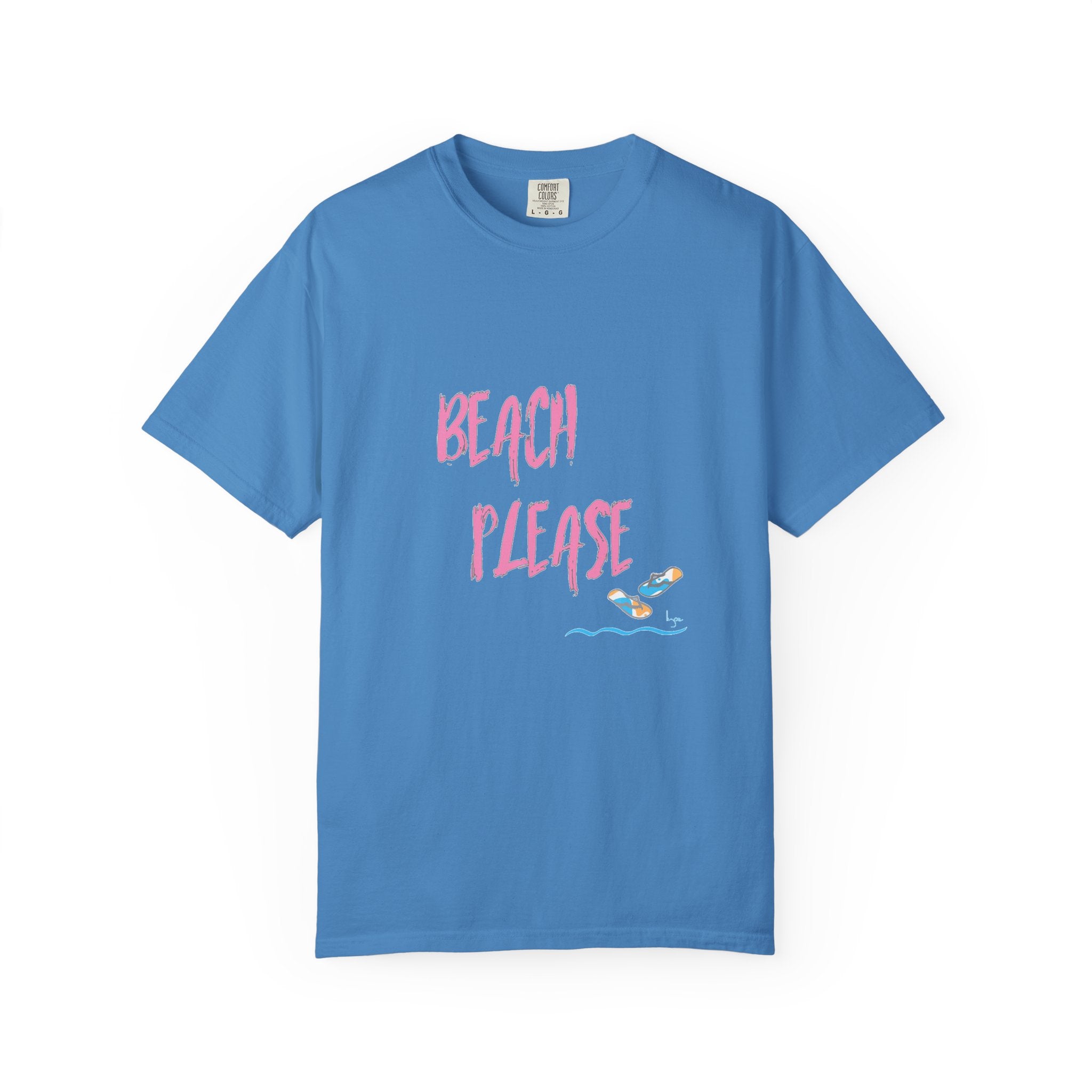 BEACH PLEASE Graphic Unisex Garment-Dyed T-shirt