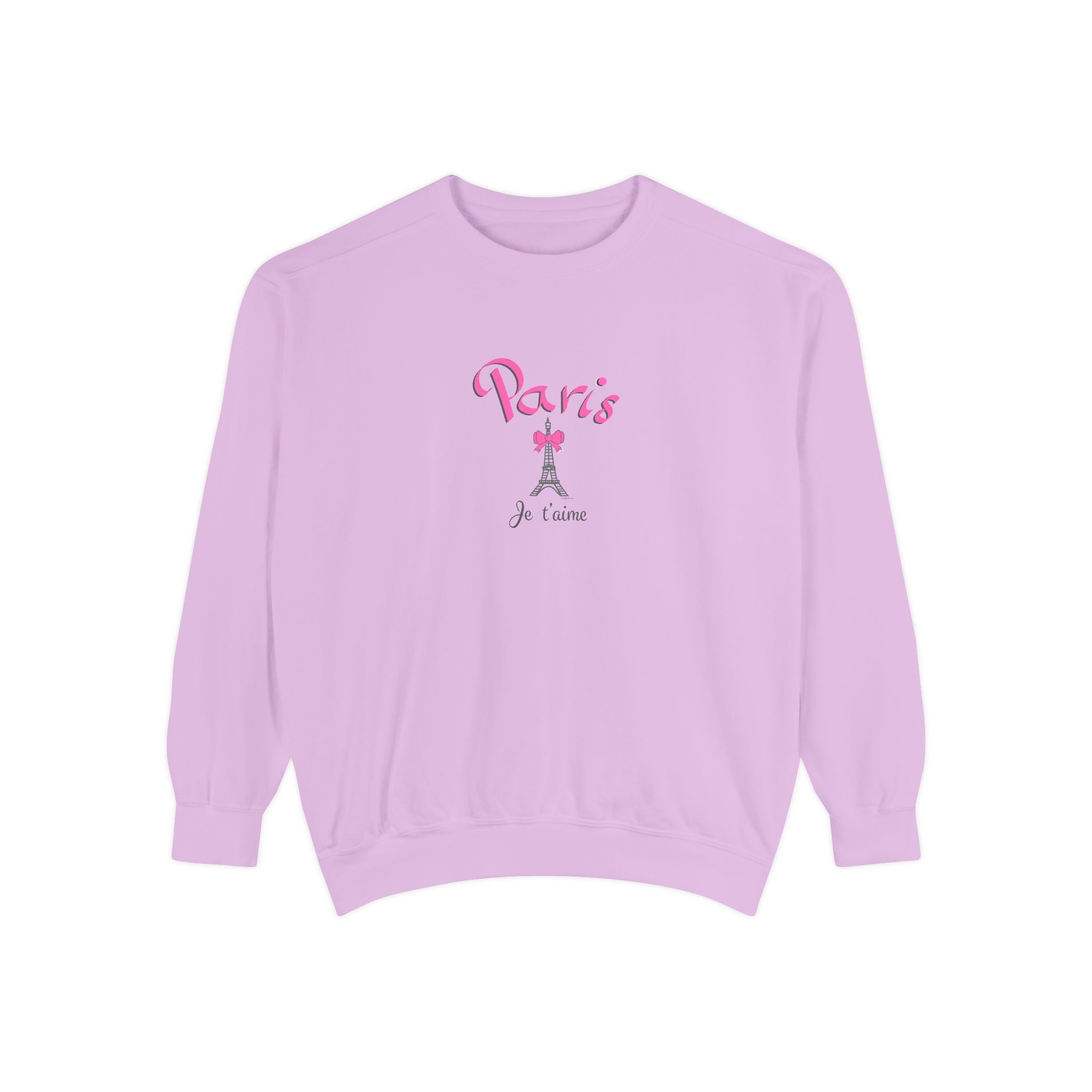 Paris Je T’aime Eiffel Tower Graphic Sweatshirt - Unisex Garment-Dyed Sweatshirt