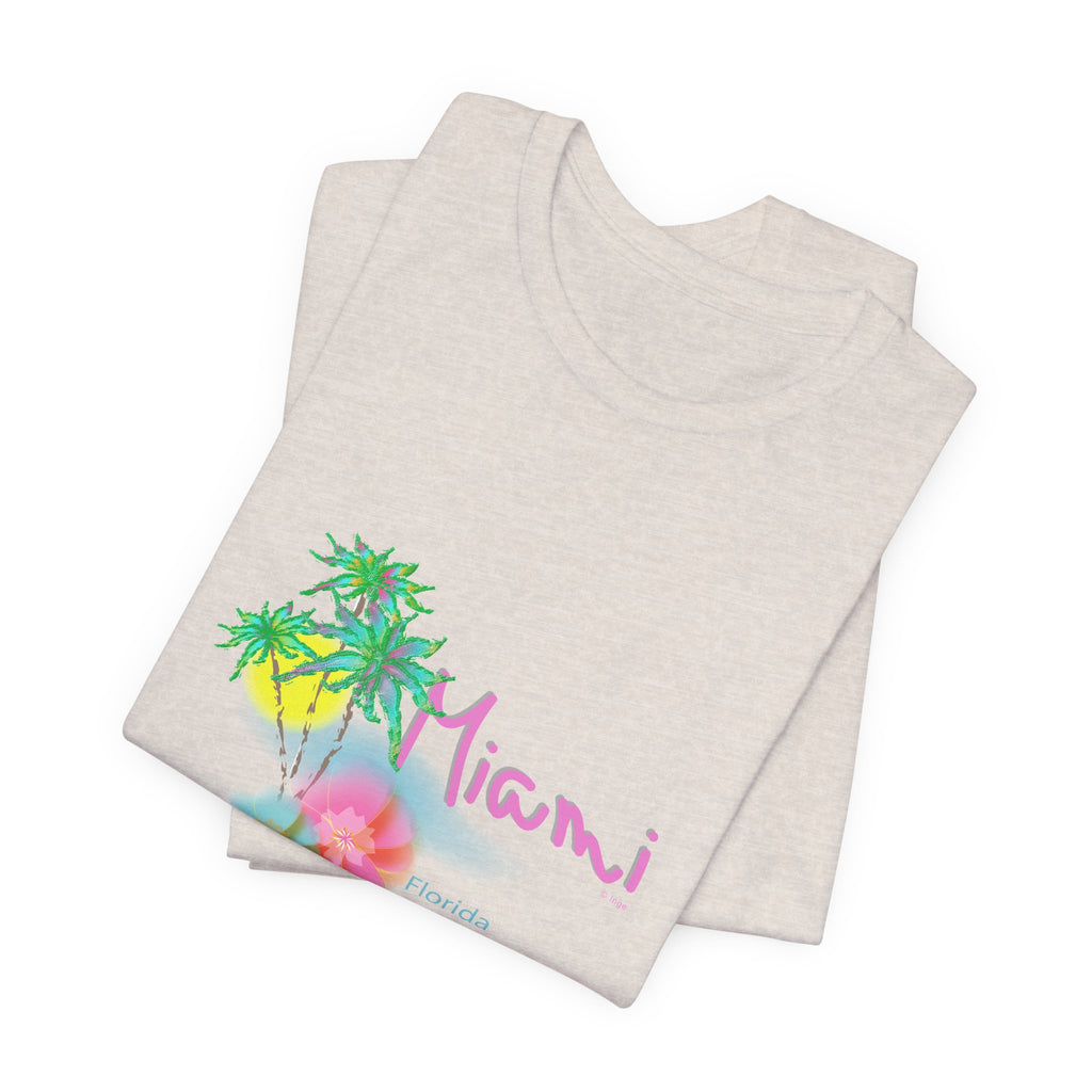 MIAMI, Florida Palm Sunset Graphic Unisex Jersey Short Sleeve Tee