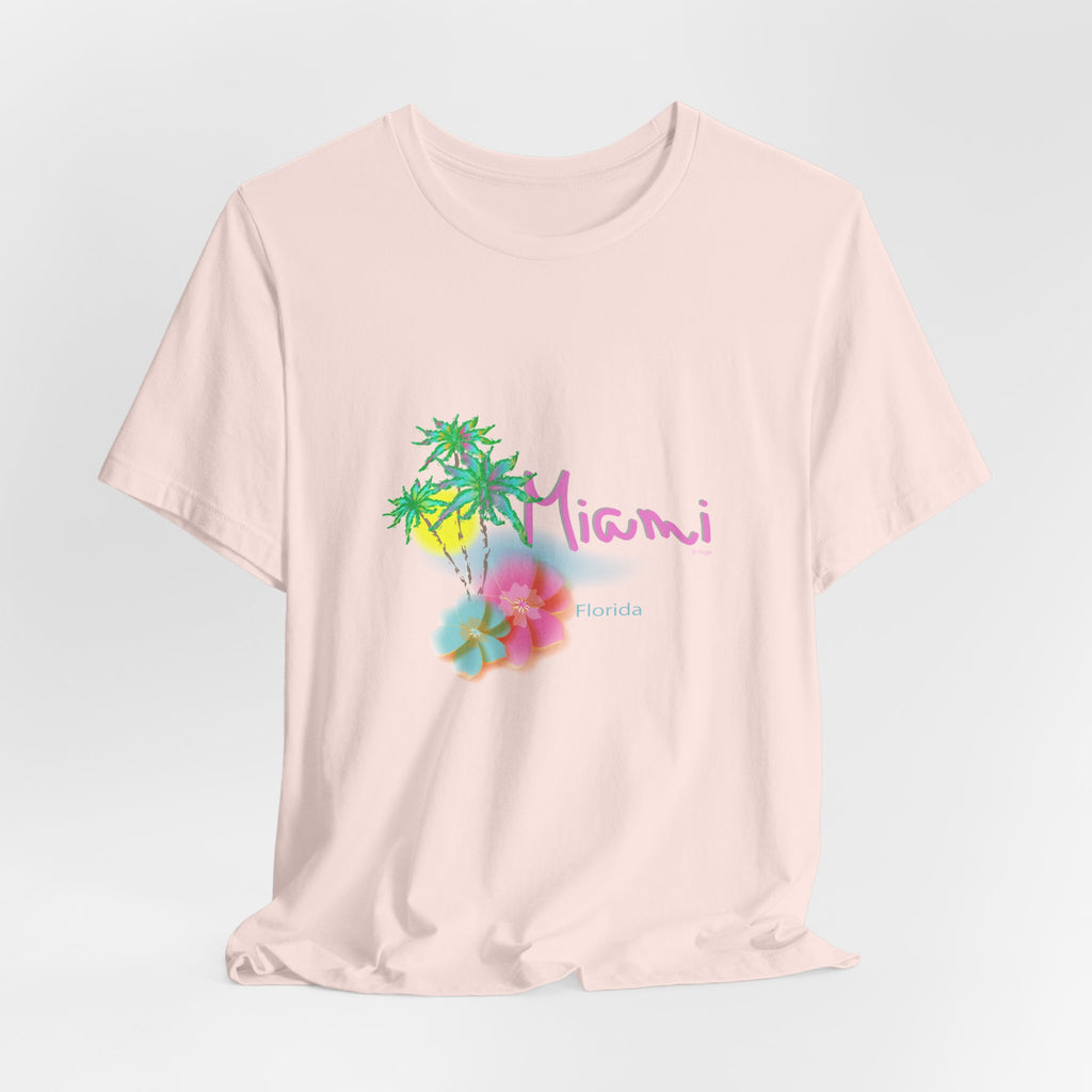 MIAMI, Florida Palm Sunset Graphic Unisex Jersey Short Sleeve Tee