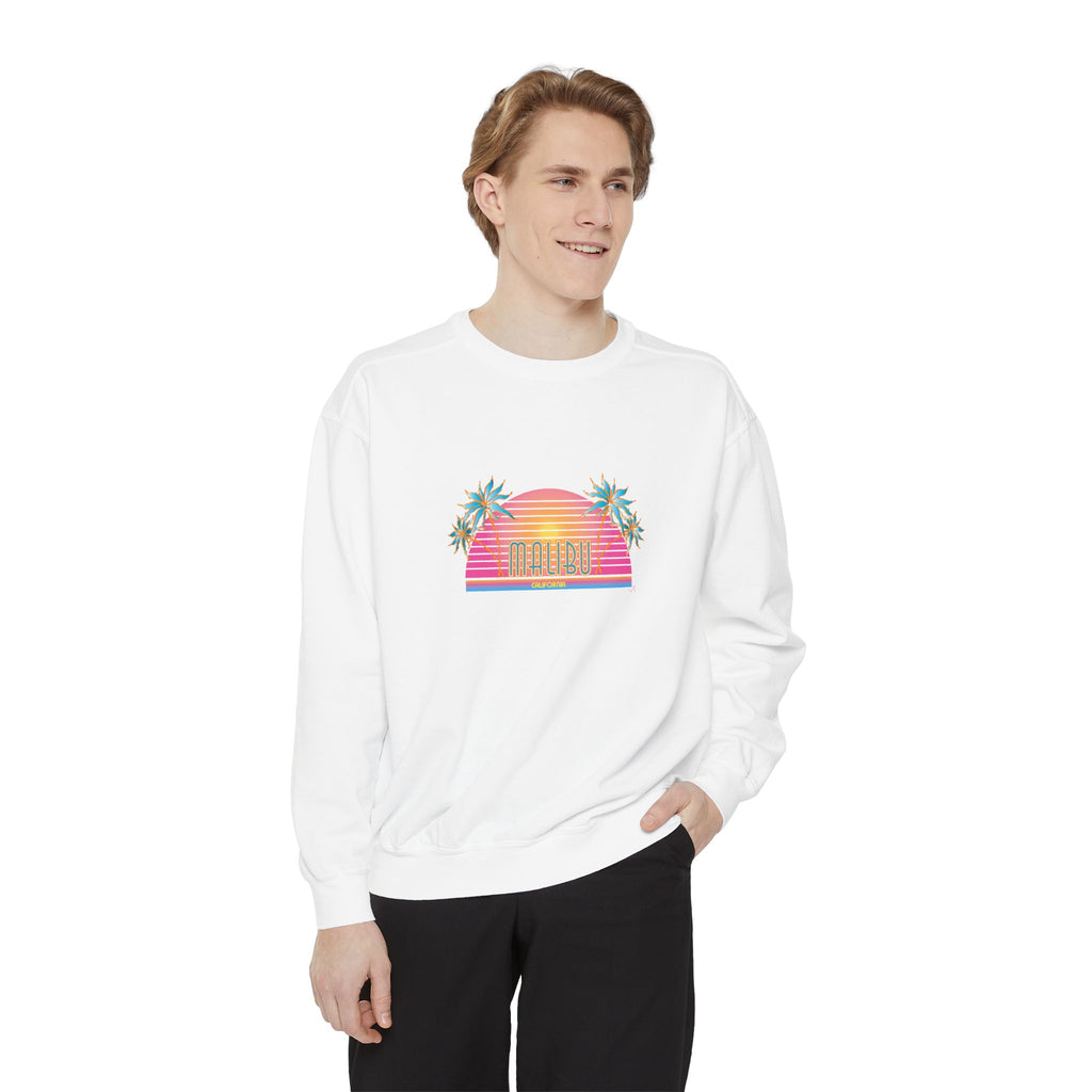 Malibu California Sunset Graphic Unisex Garment-Dyed Sweatshirt