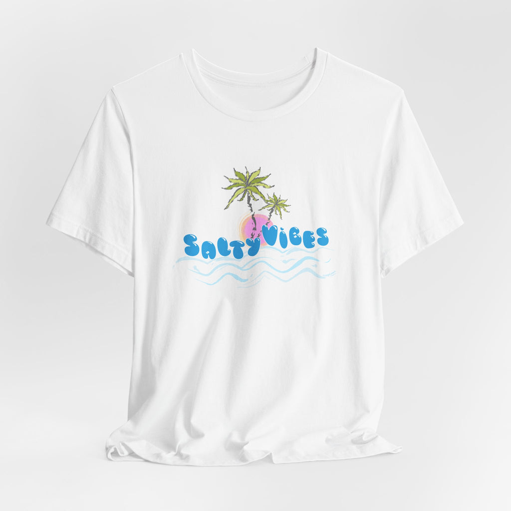 Salty Vibes Palm Trees Beach Graphic Unisex Short Sleeve Tee