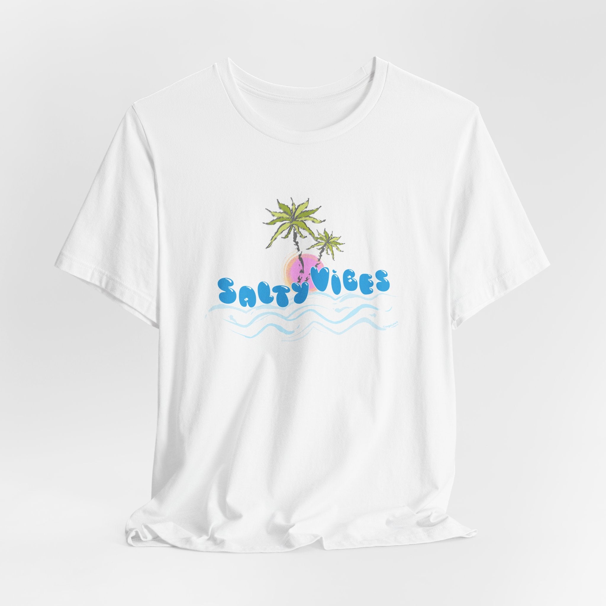 Salty Vibes Palm Trees Beach Graphic Unisex Short Sleeve Tee