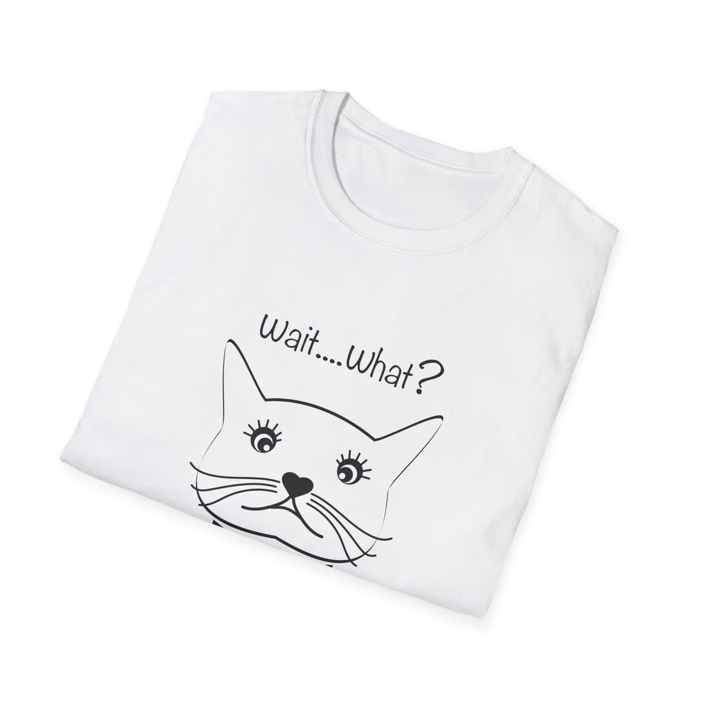 Wait, What? Funny Cat Graphic T-Shirt with Bow Tie